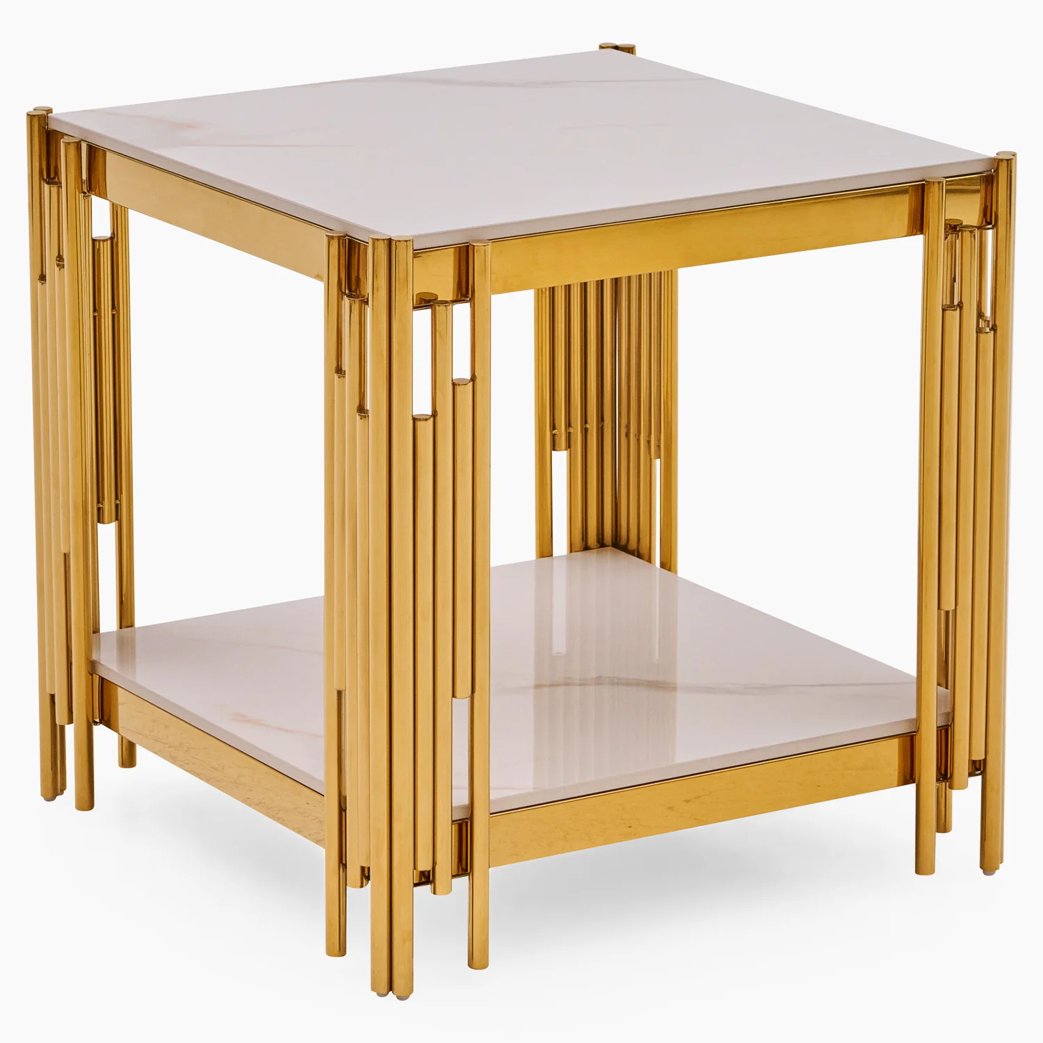 Empoli Side Table - End Table Sintered Stone / Chrome Gold - Image 2
