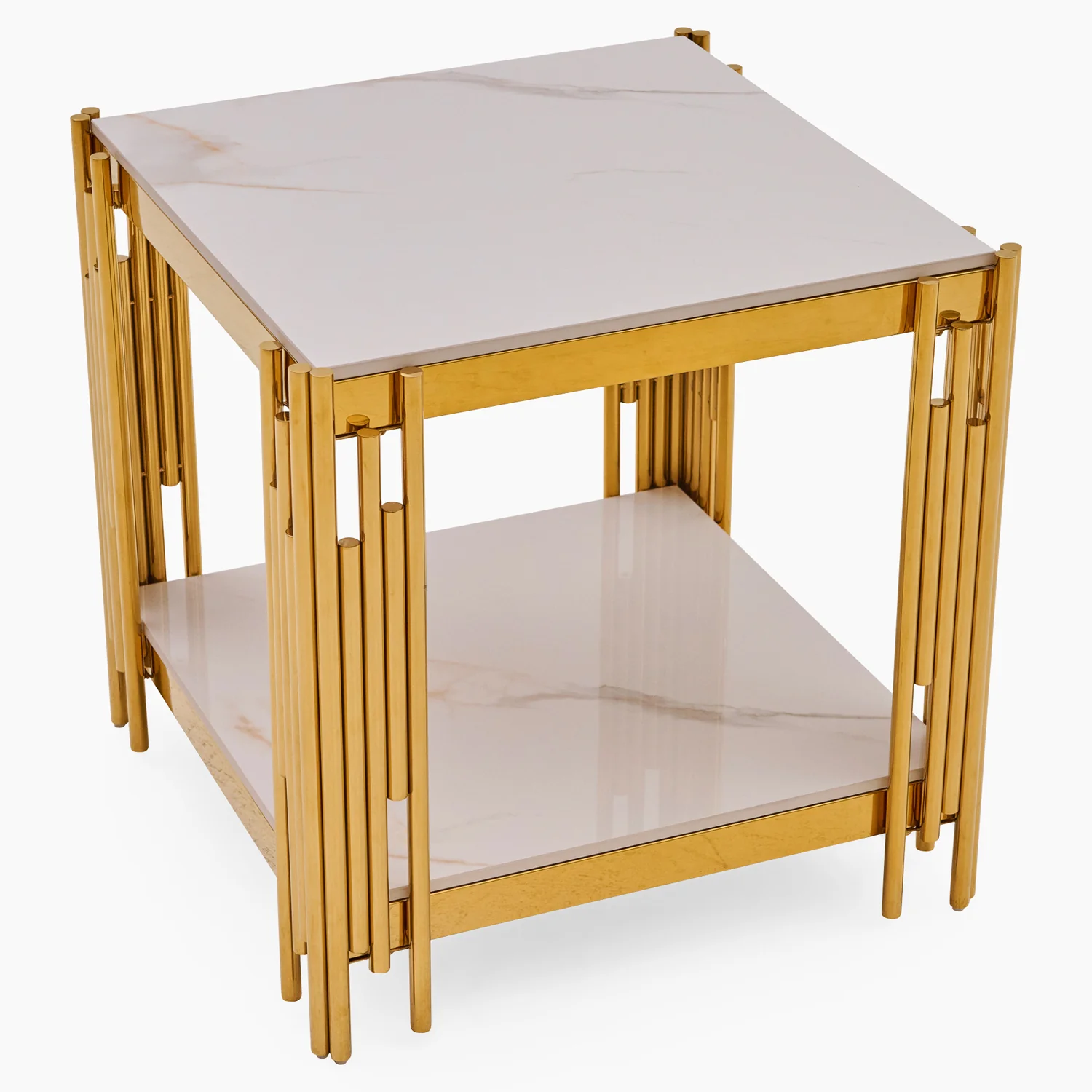 Empoli Side Table - End Table Sintered Stone / Chrome Gold - Image 3