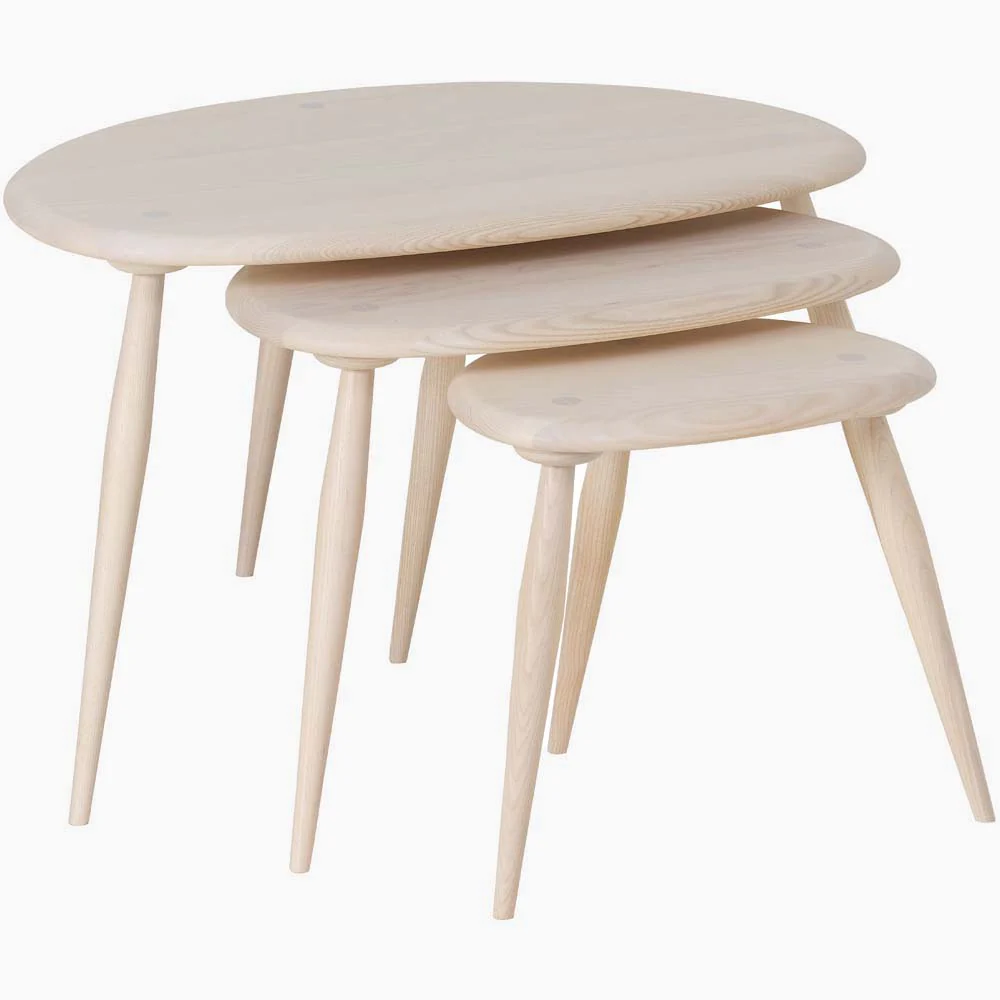 Ercol Collection Pebble Nest of 3 Tables - Pebble Nest Of Three Tables - Image 3