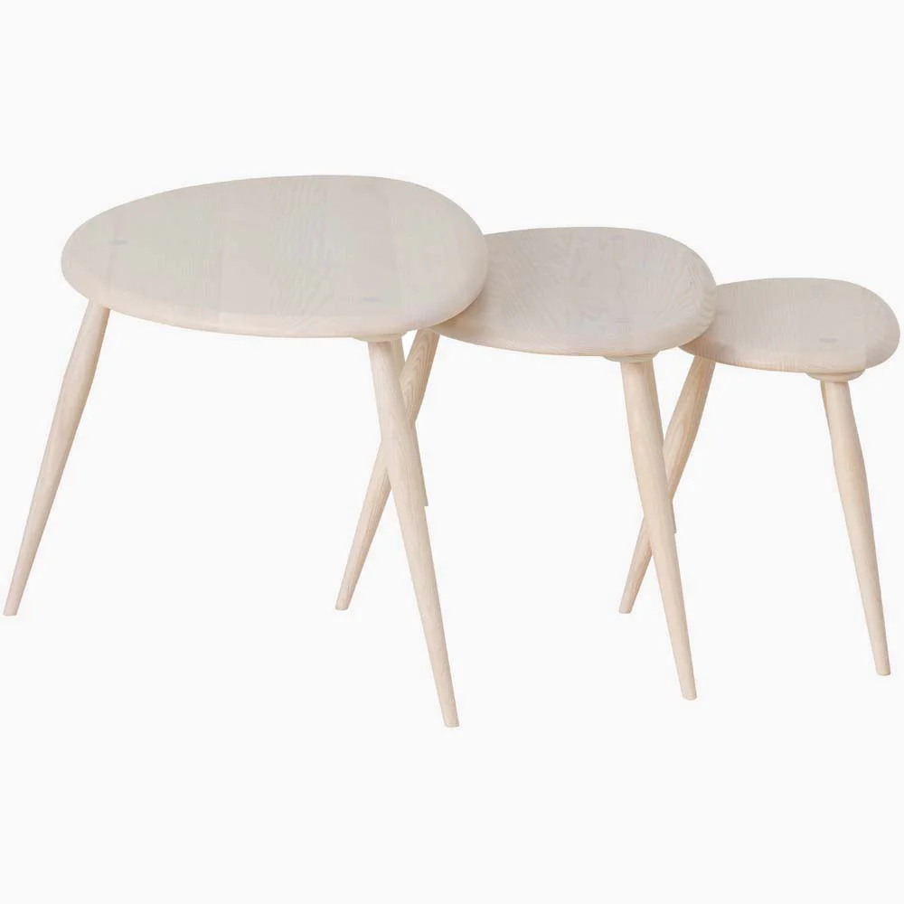 Ercol Collection Pebble Nest of 3 Tables - Pebble Nest Of Three Tables - Image 5