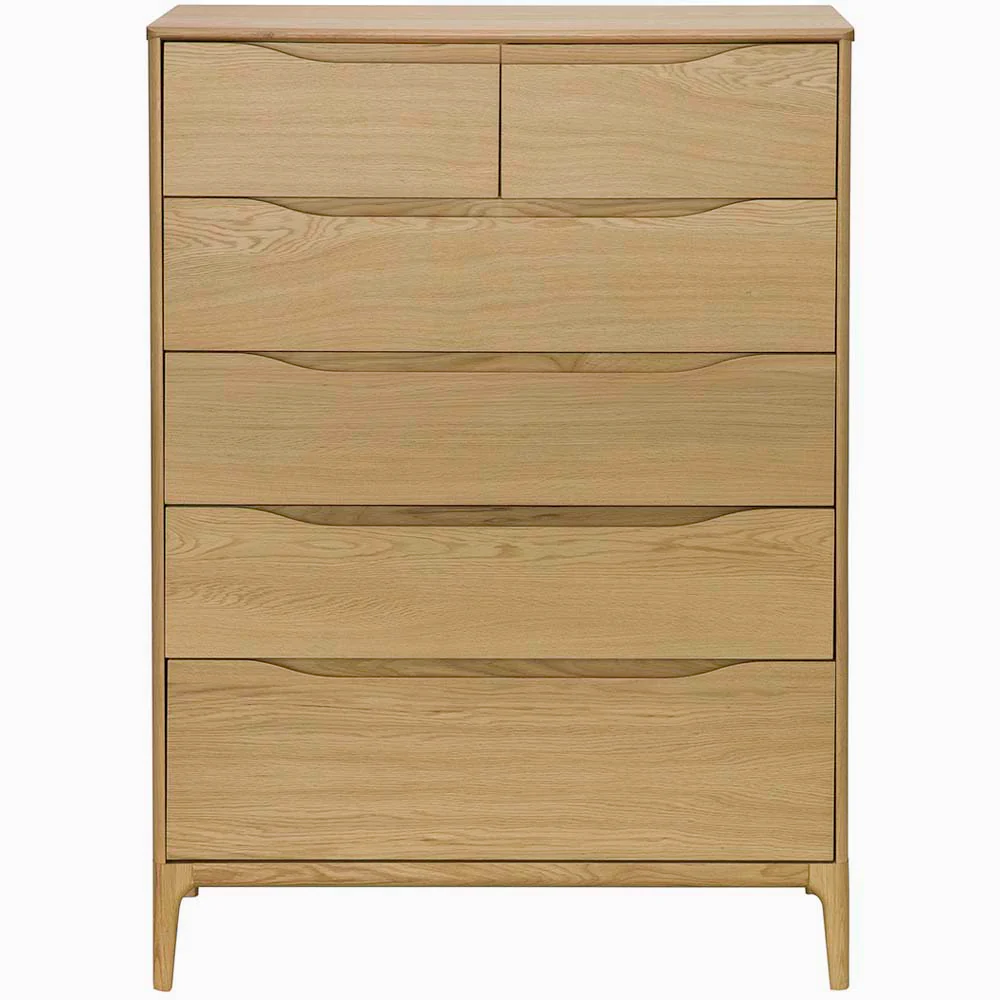 Ercol Rimini 6 Drawer Cabinet - 6 Drawer Tall Wide Chest Clear Matt