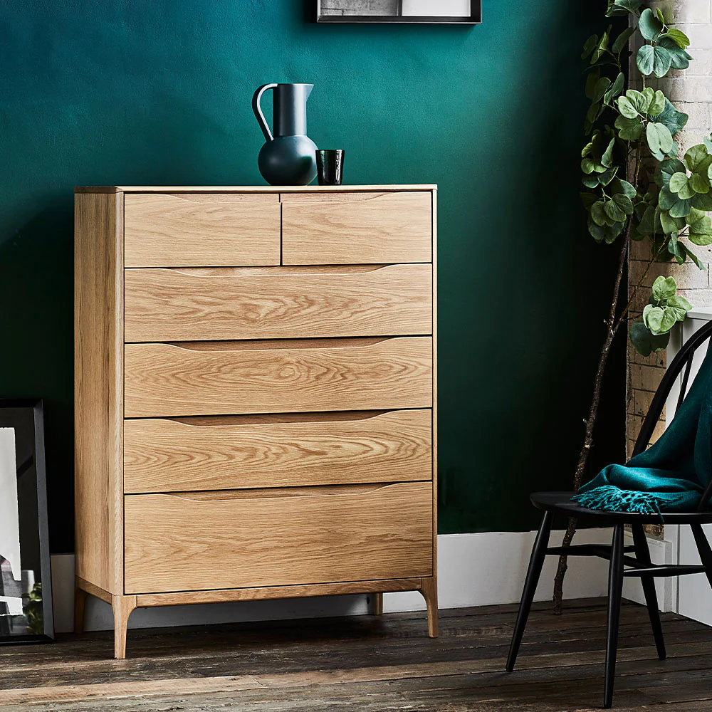 Ercol Rimini 6 Drawer Cabinet - 6 Drawer Tall Wide Chest Clear Matt - Image 2