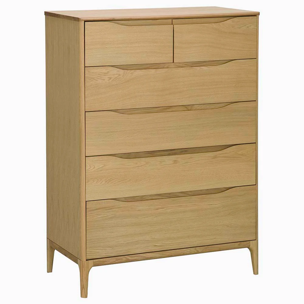 Ercol Rimini 6 Drawer Cabinet - 6 Drawer Tall Wide Chest Clear Matt - Image 3