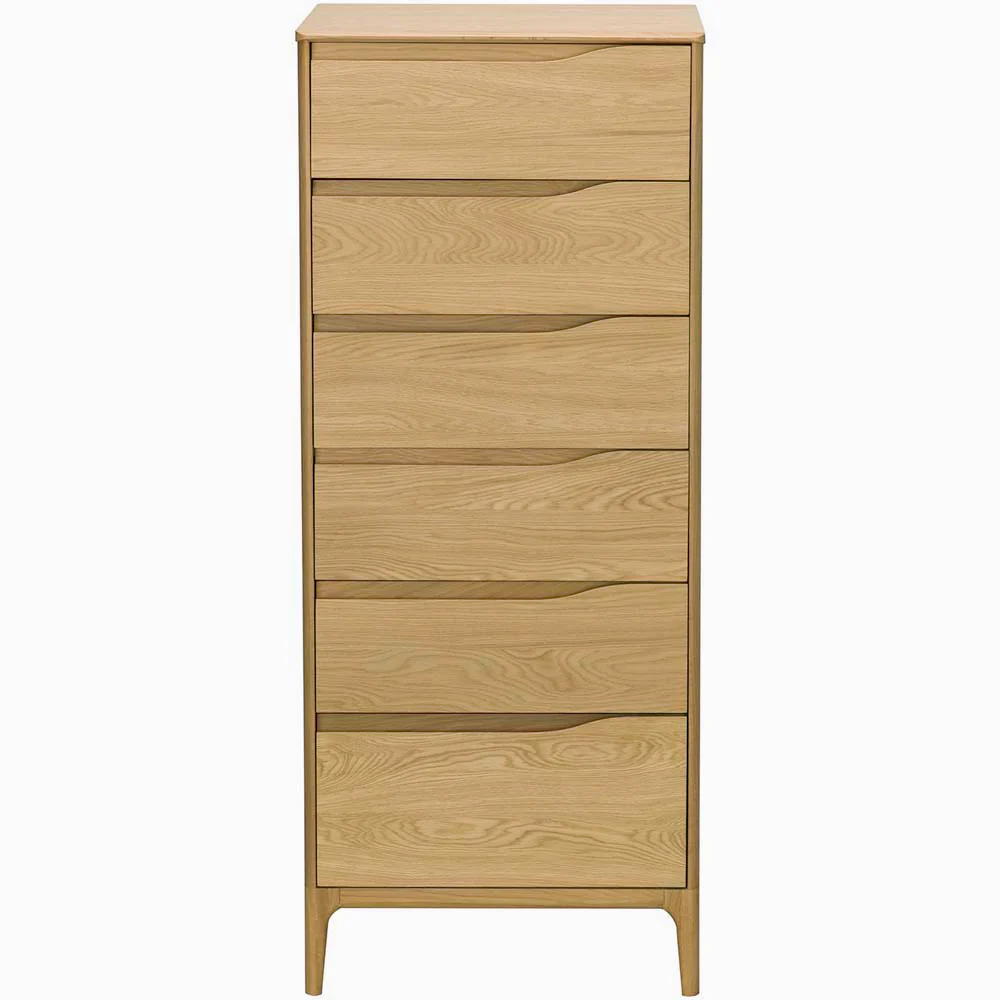 Ercol Rimini Tall 6 Drawer Cabinet - 6 Drawer Tall Chest Clear Matt