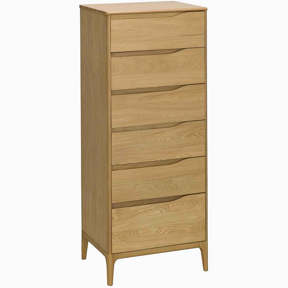 Ercol Rimini Tall 6 Drawer Cabinet - 6 Drawer Tall Chest Clear Matt - Image 2