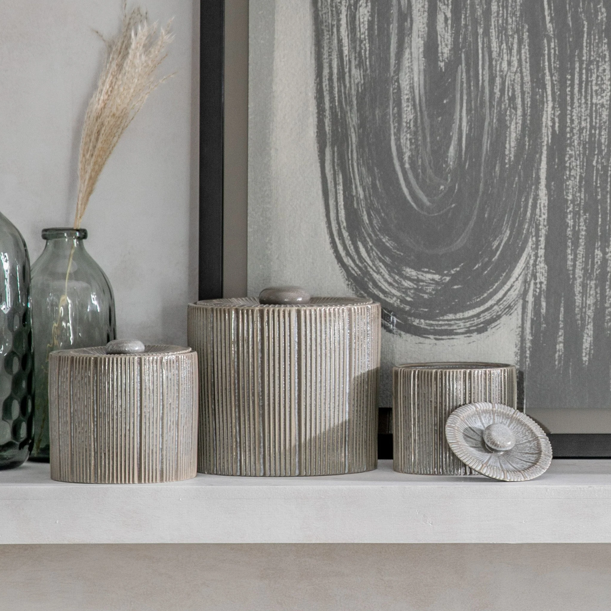 Estrid Grey Jar Large - Estrid Jar Large Grey