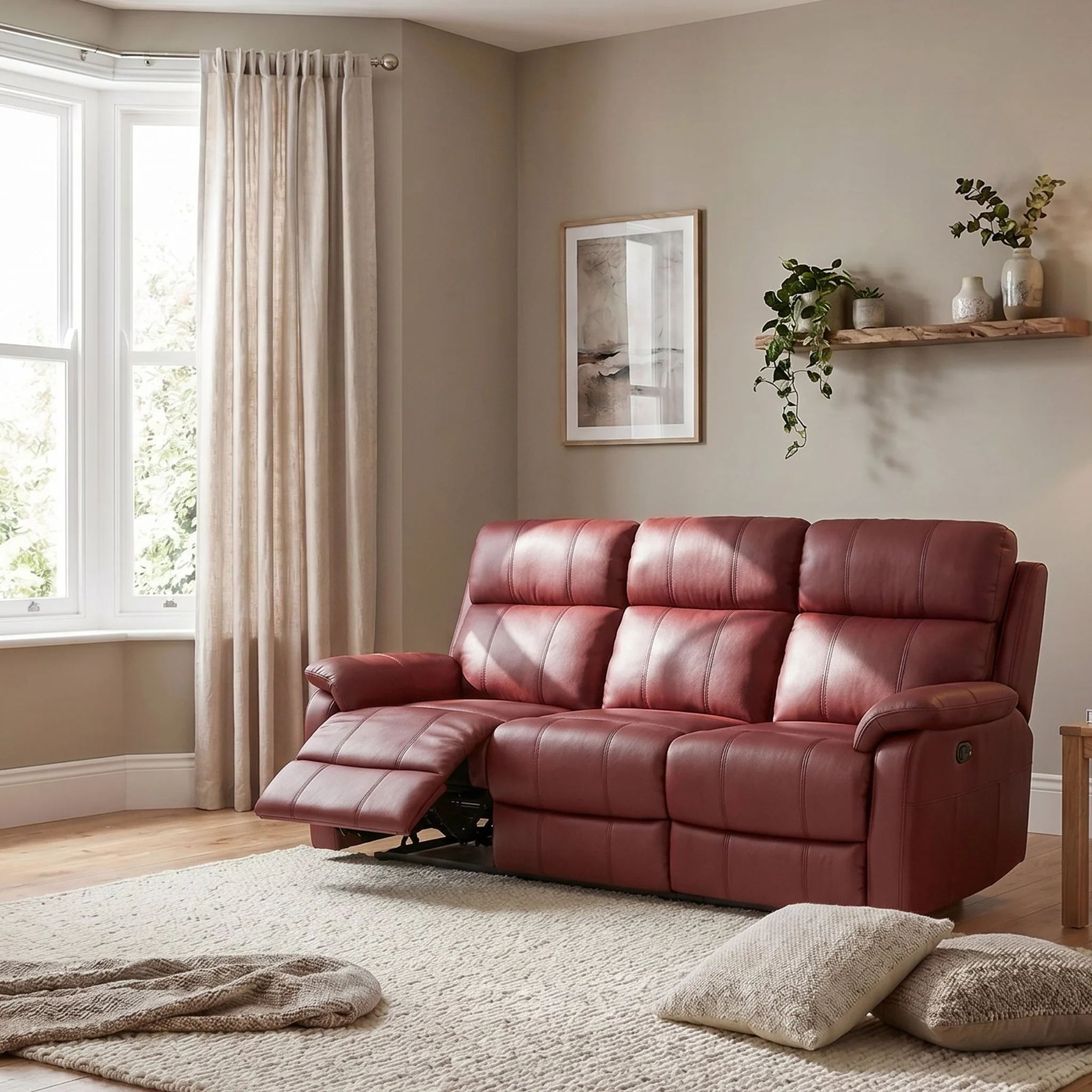 Fara 3 Seater Recliner Sofa - 3 Seater with 2 Power Recliners Fabric - Power Recliner with USB - Image 2