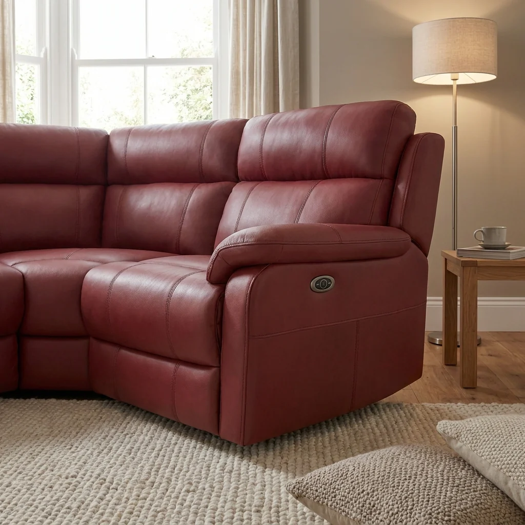 Fara Small Corner Recliner Sofa - Combination 5 2 Corner 1 with 2 Power Recliners Fabric - Left Hand Facing - Power Recliner with USB - Image 4