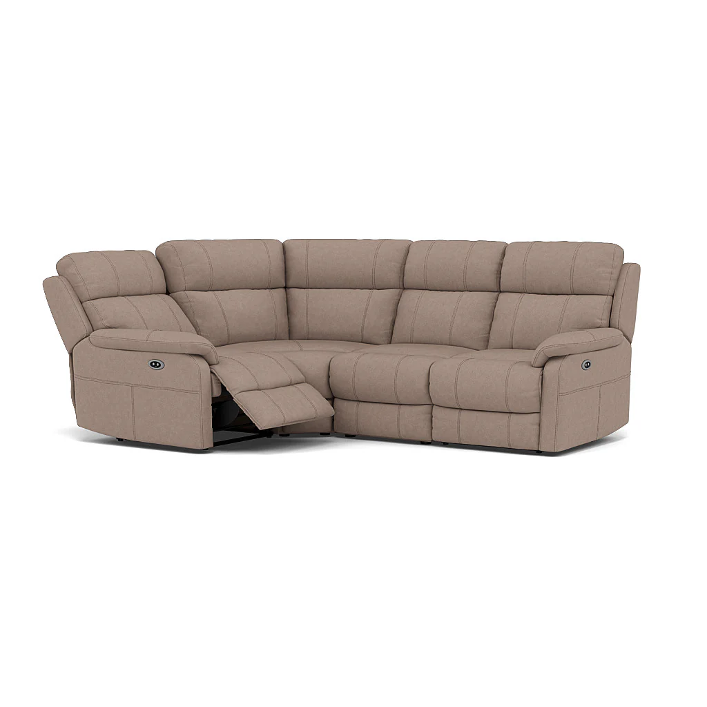 Fara Small Corner Recliner Sofa - Combination 5 2 Corner 1 with 2 Power Recliners Fabric - Left Hand Facing - Power Recliner with USB - Image 5