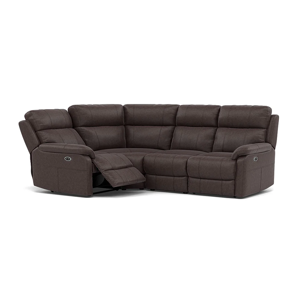 Fara Small Corner Recliner Sofa - Combination 5 2 Corner 1 with 2 Power Recliners Fabric - Left Hand Facing - Power Recliner with USB - Image 6