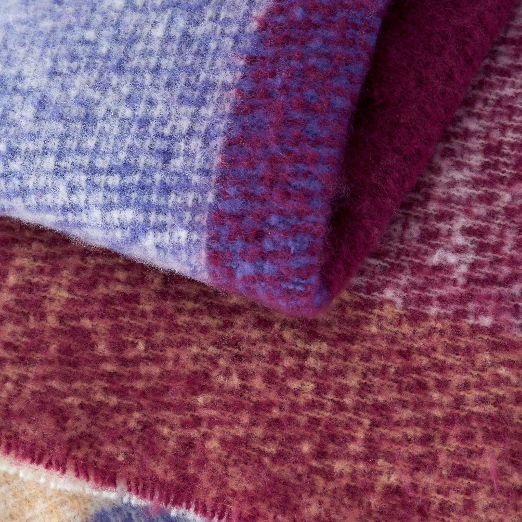 Catherine Lansfield Faux Mohair Purple Check Throw - DISC Faux Mohair Check Throw Plum 130x170CM - Image 3