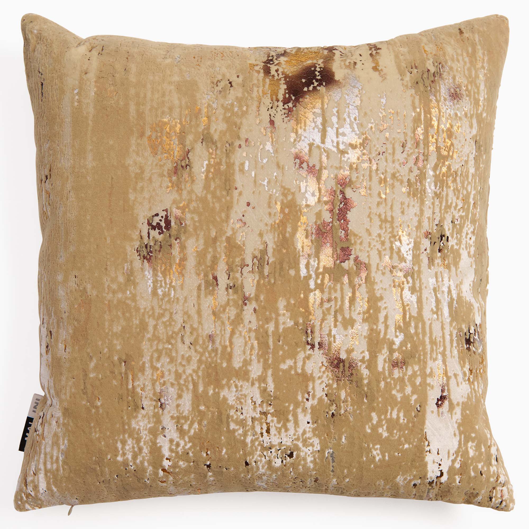 Flock Foil Gold Square Cushion - DISC Flock Foil Velvet Cushion 45 X 45 Gold - Image 2