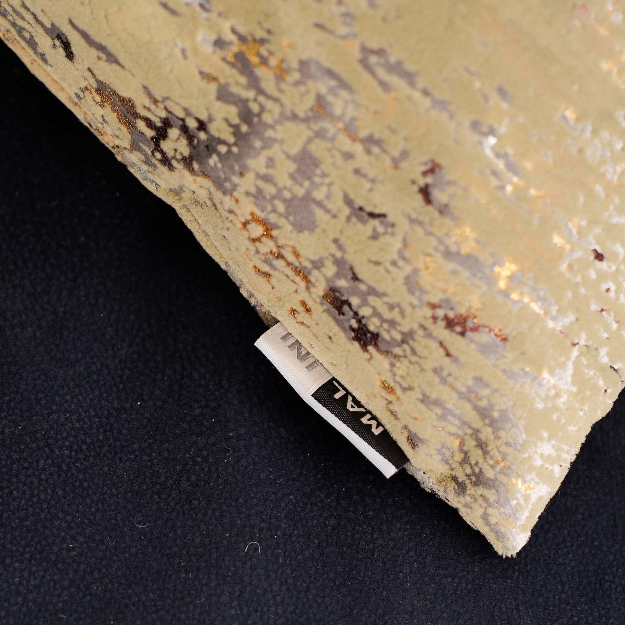 Flock Foil Gold Square Cushion - DISC Flock Foil Velvet Cushion 45 X 45 Gold - Image 4