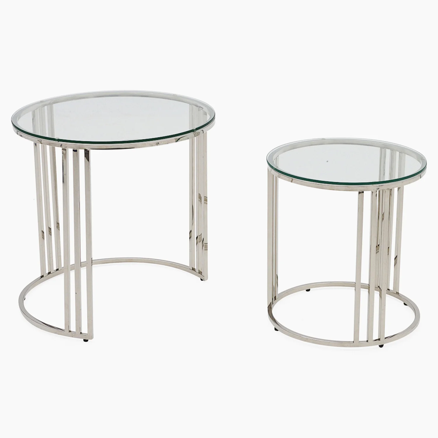 Florence Coffee Table - Coffee Table Set Clear Glass / Stainless Steel
