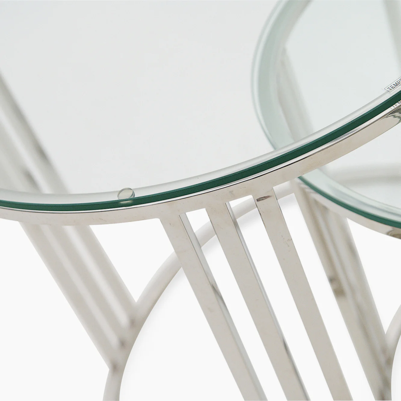 Florence Coffee Table - Coffee Table Set Clear Glass / Stainless Steel - Image 3