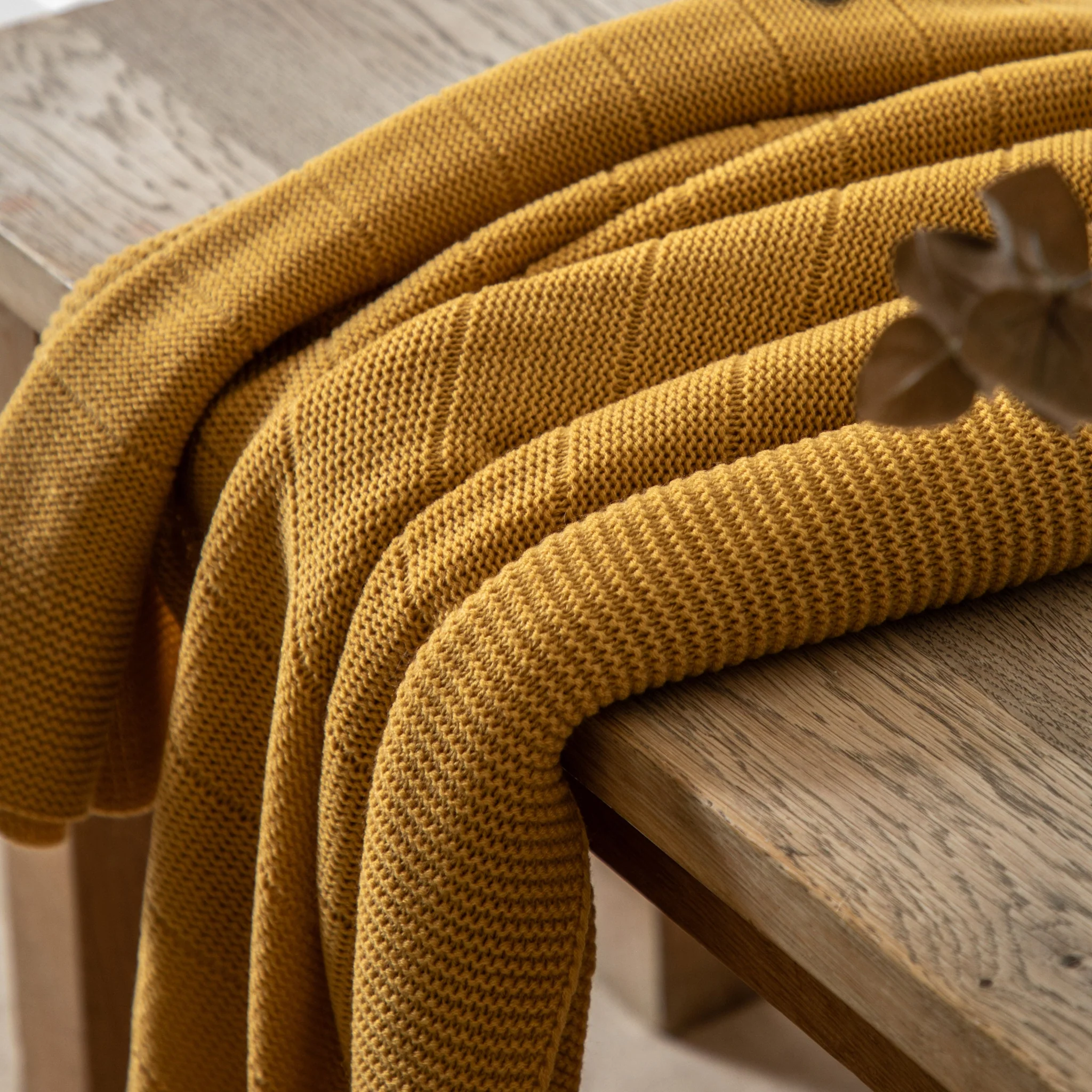 Florence Knit Yellow Throw - Florence Knit Throw Mustard 130x170CM - Image 3