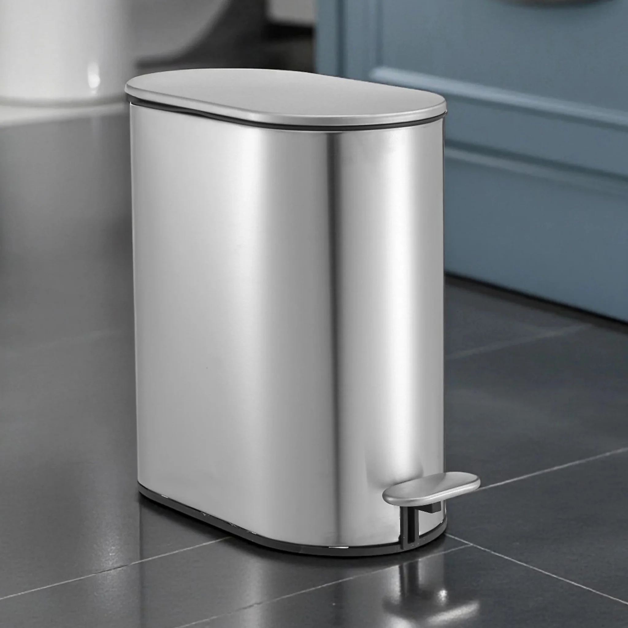 Showerdrape Fortuna Pedal Bin Silver - Fortuna Pedal Bin Satin