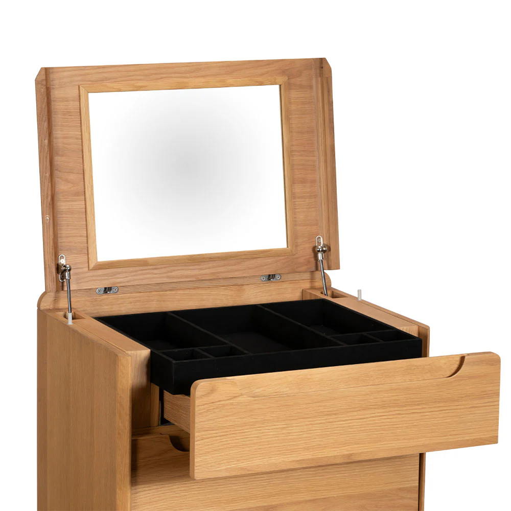 G Plan Winchester 5 Drawer Tall Chest - 5 Drawer Tall Chest With Mirror Light Oak - Image 6
