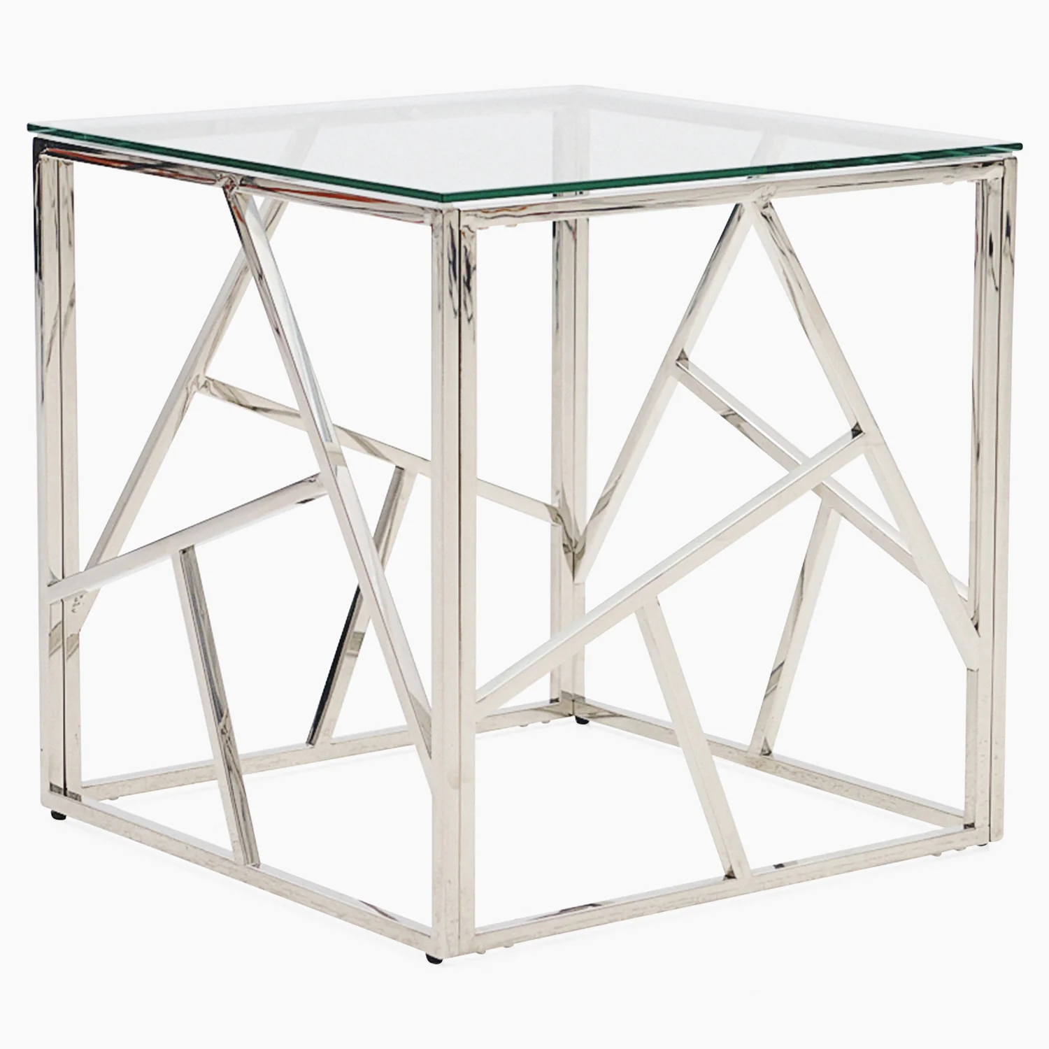 Genoa Side Table - Lamp Table Clear Glass / Stainless Steel - Image 2