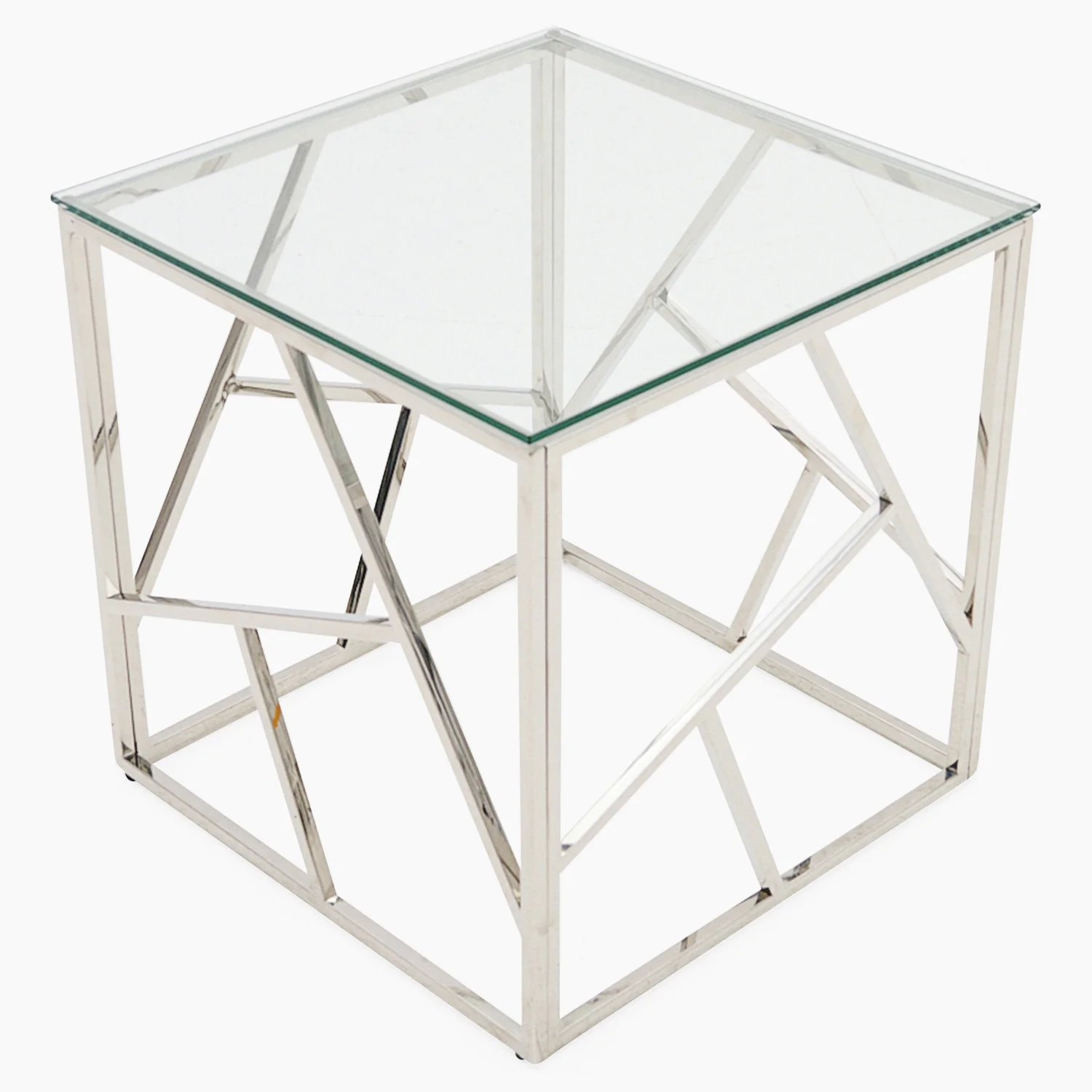 Genoa Side Table - Lamp Table Clear Glass / Stainless Steel - Image 3