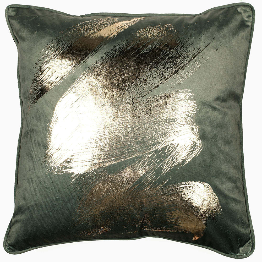 Gentlestrokes Velvet Foil Green Square Cushion - DISC Gentlestrokes Velvet Foil Sage 45x45CM Cushion