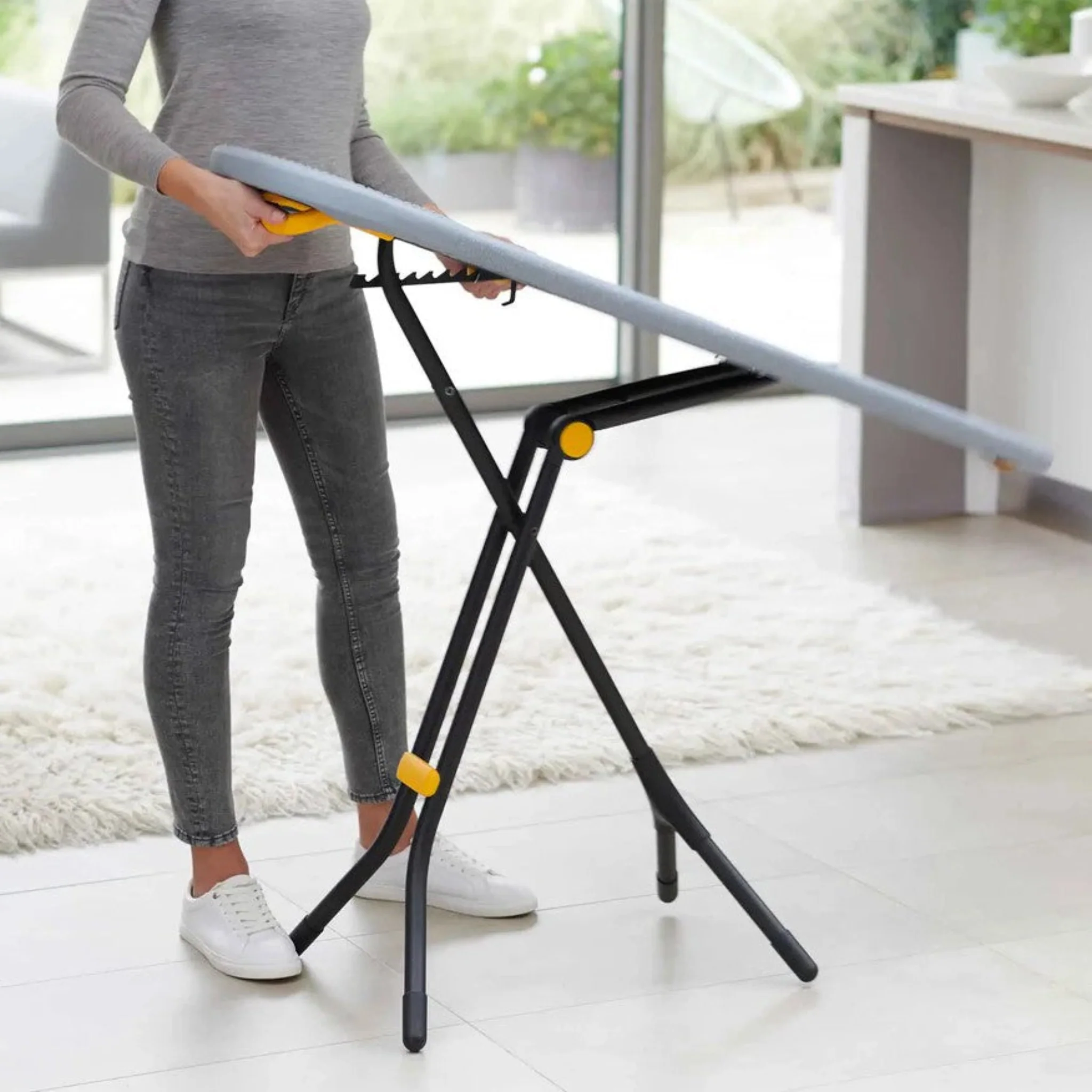 Glide Ironing Board With Compact Legs Grey/Yellow - Image 2