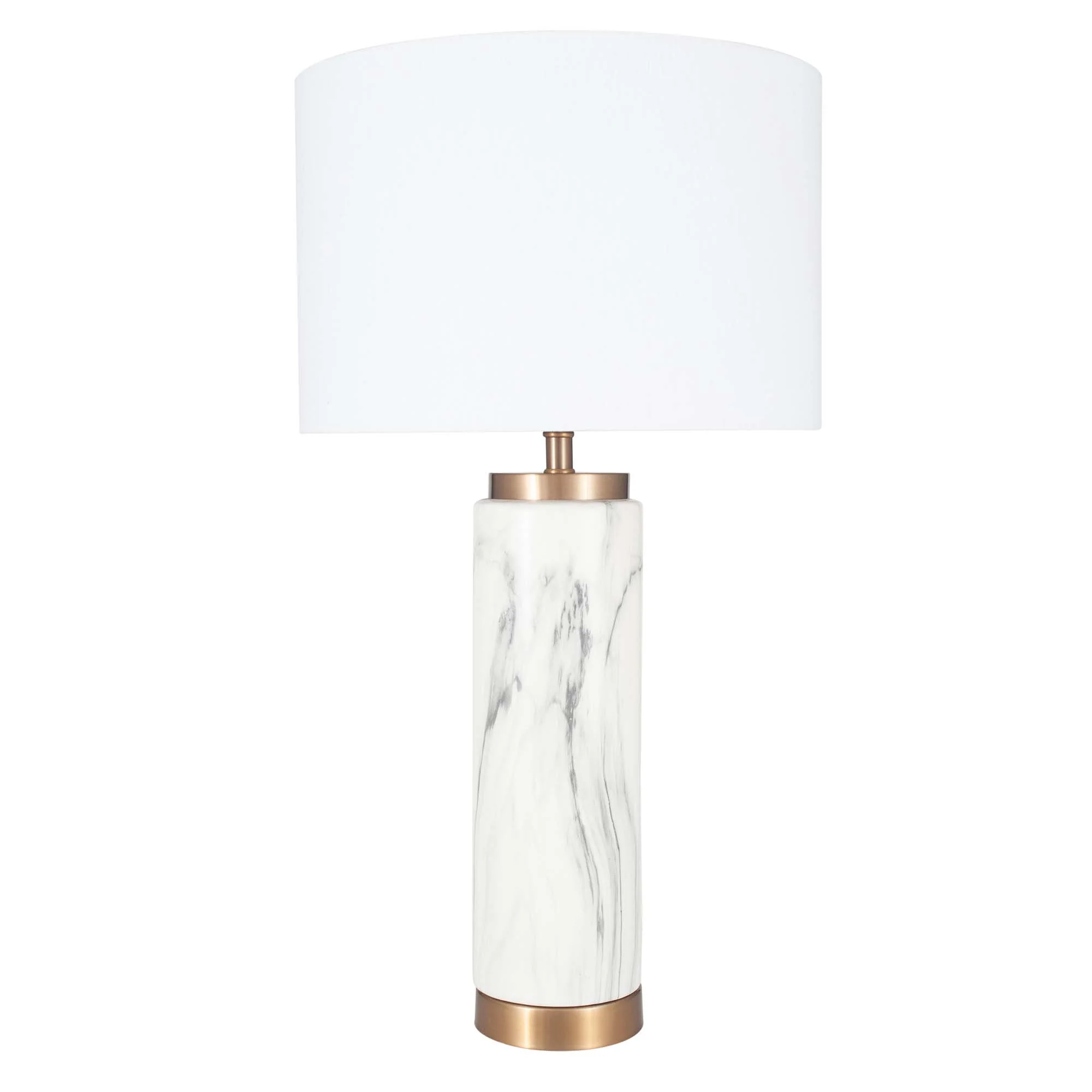 Gold And White Marble Effect Ceramic Tall Table Lamp - Carrara Gold Marble Effect Ceramic Tall Table Lamp - Image 2