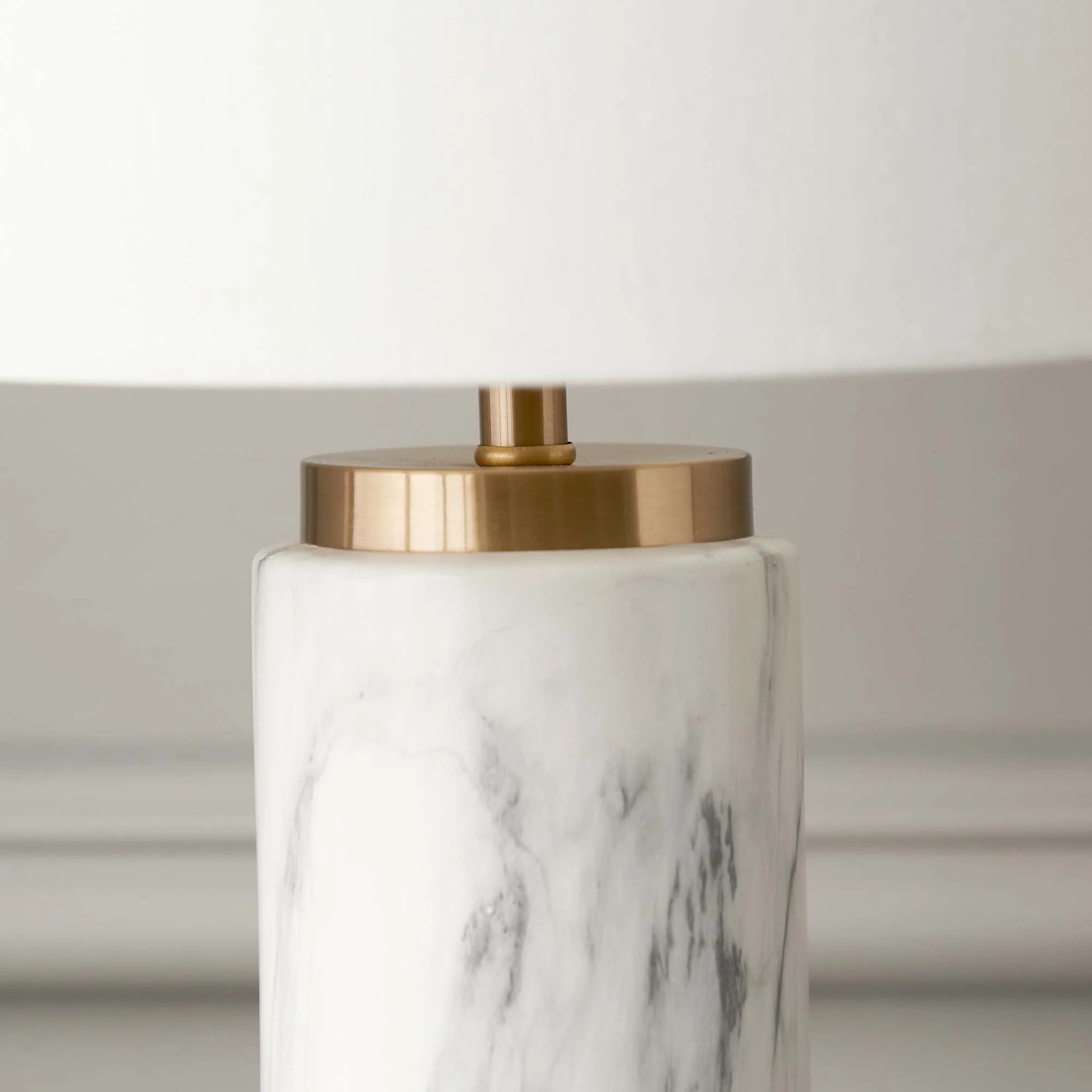 Gold And White Marble Effect Ceramic Tall Table Lamp - Carrara Gold Marble Effect Ceramic Tall Table Lamp - Image 4