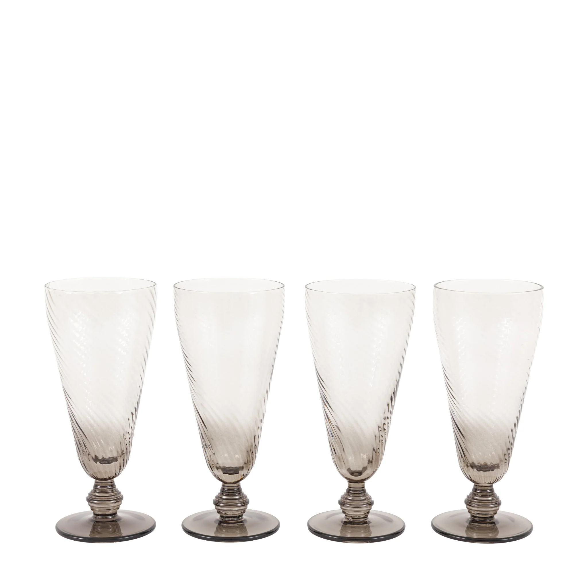 Grey Swirl Flute Glass Set Of 4 - DHD Swirl Flute Glass Smoked Grey 4Pk - Image 4