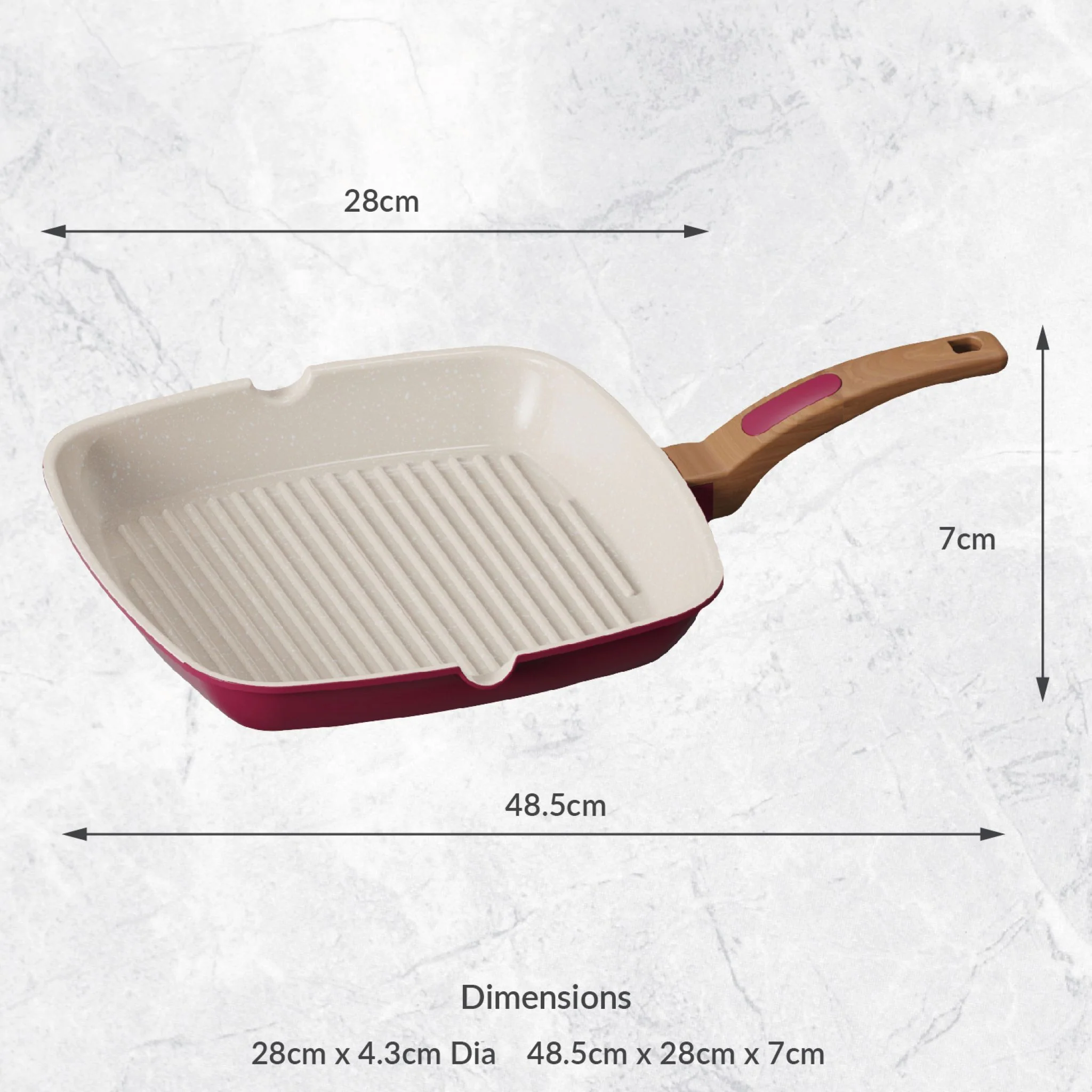 Grill Pan Red - Grill Pan 28CM Raspberry - Image 2