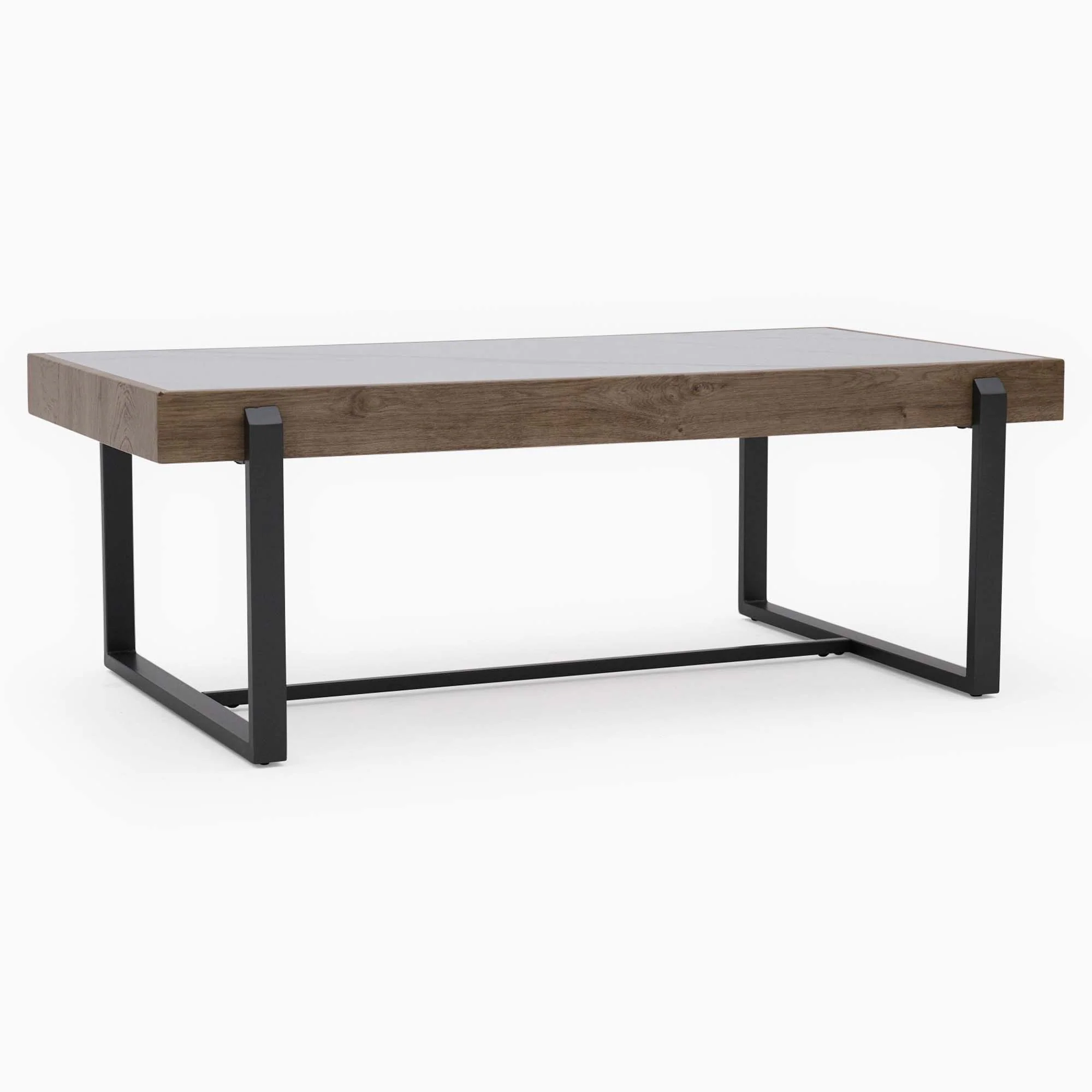 Hanson Coffee Table - Coffee Table Snow Mountain Sintered Stone / Light Smooth Wood Paper Veneer / Gun Grey Metal L