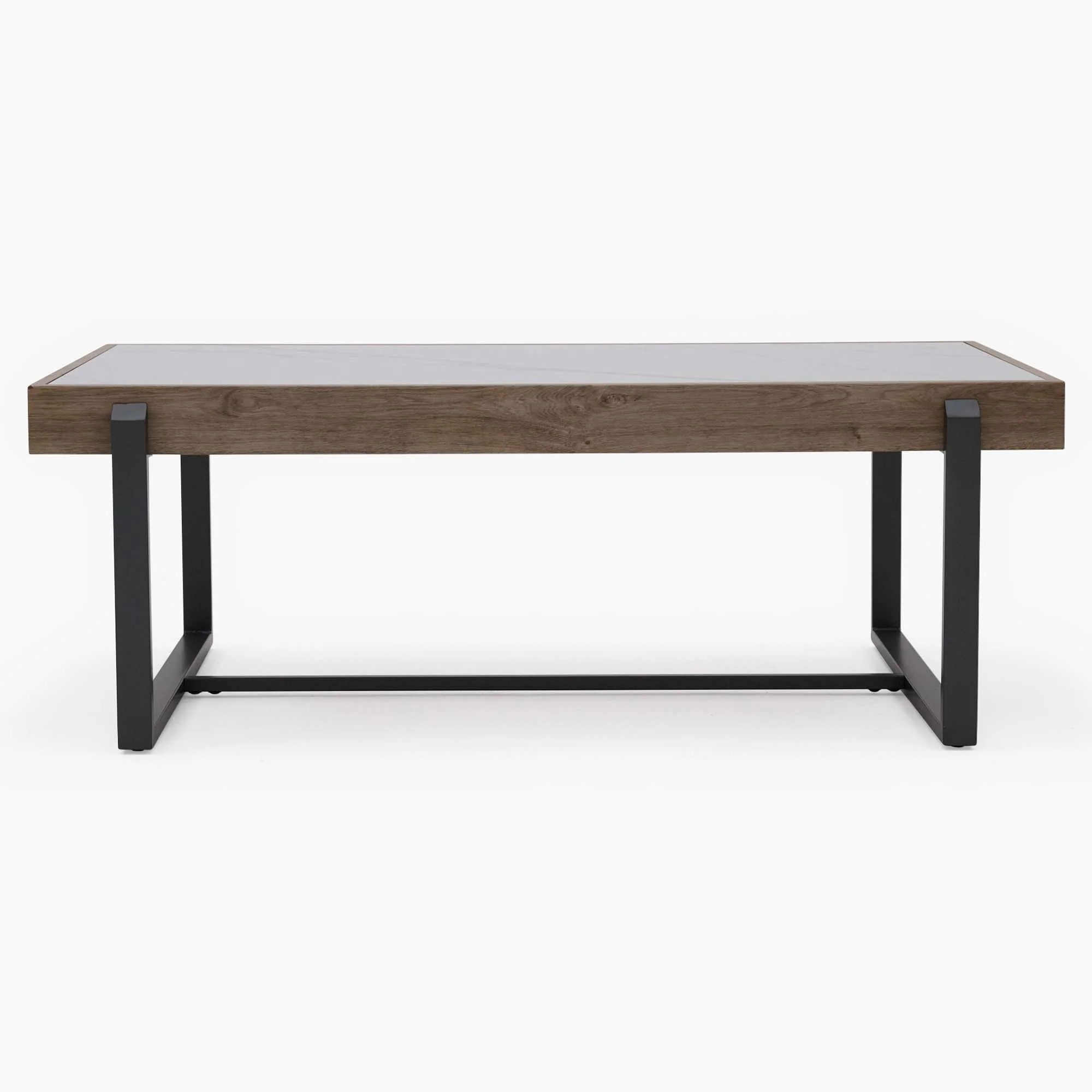 Hanson Coffee Table - Coffee Table Snow Mountain Sintered Stone / Light Smooth Wood Paper Veneer / Gun Grey Metal L - Image 3