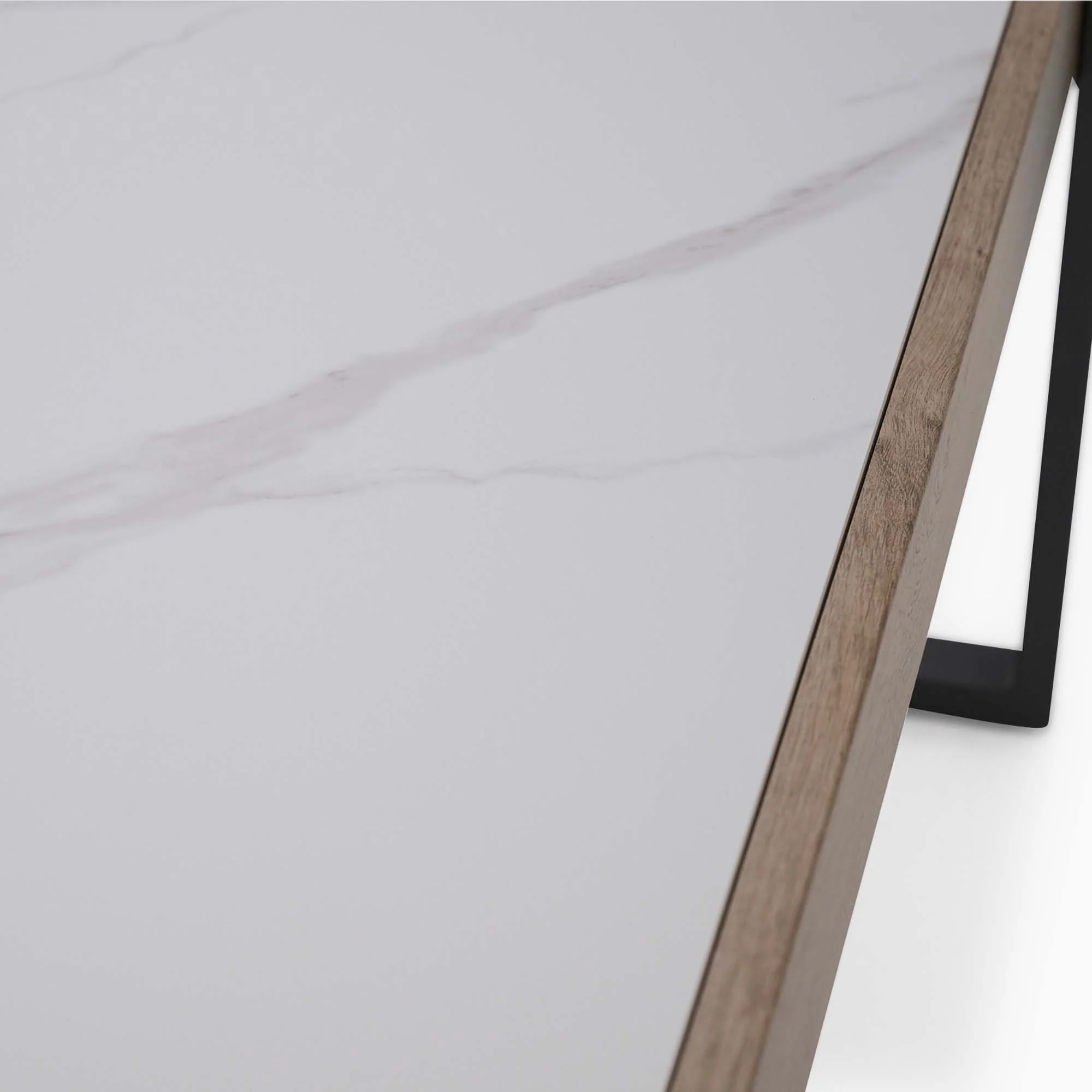 Hanson Coffee Table - Coffee Table Snow Mountain Sintered Stone / Light Smooth Wood Paper Veneer / Gun Grey Metal L - Image 5