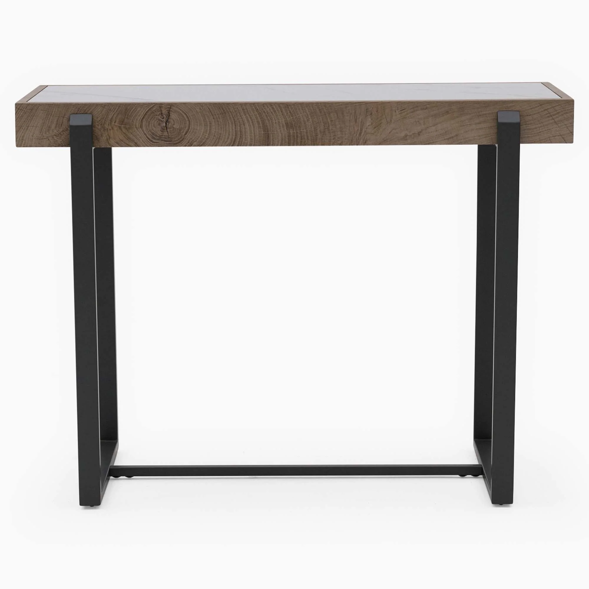 Hanson Console Table - Sofa Table Snow Mountain Sintered Stone / Light Smooth Wood Paper Veneer / Gun Grey Metal L - Image 3