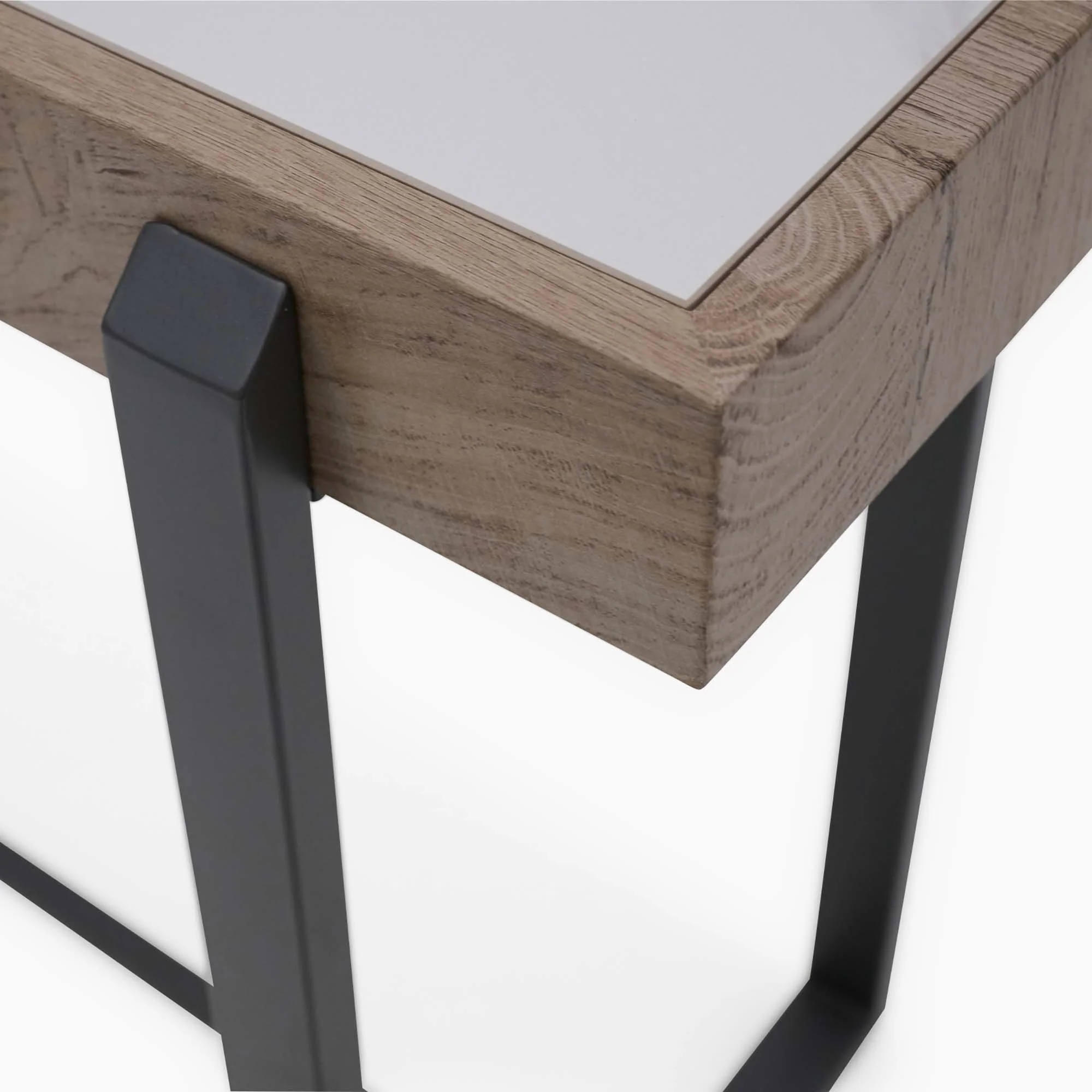 Hanson Console Table - Sofa Table Snow Mountain Sintered Stone / Light Smooth Wood Paper Veneer / Gun Grey Metal L - Image 5