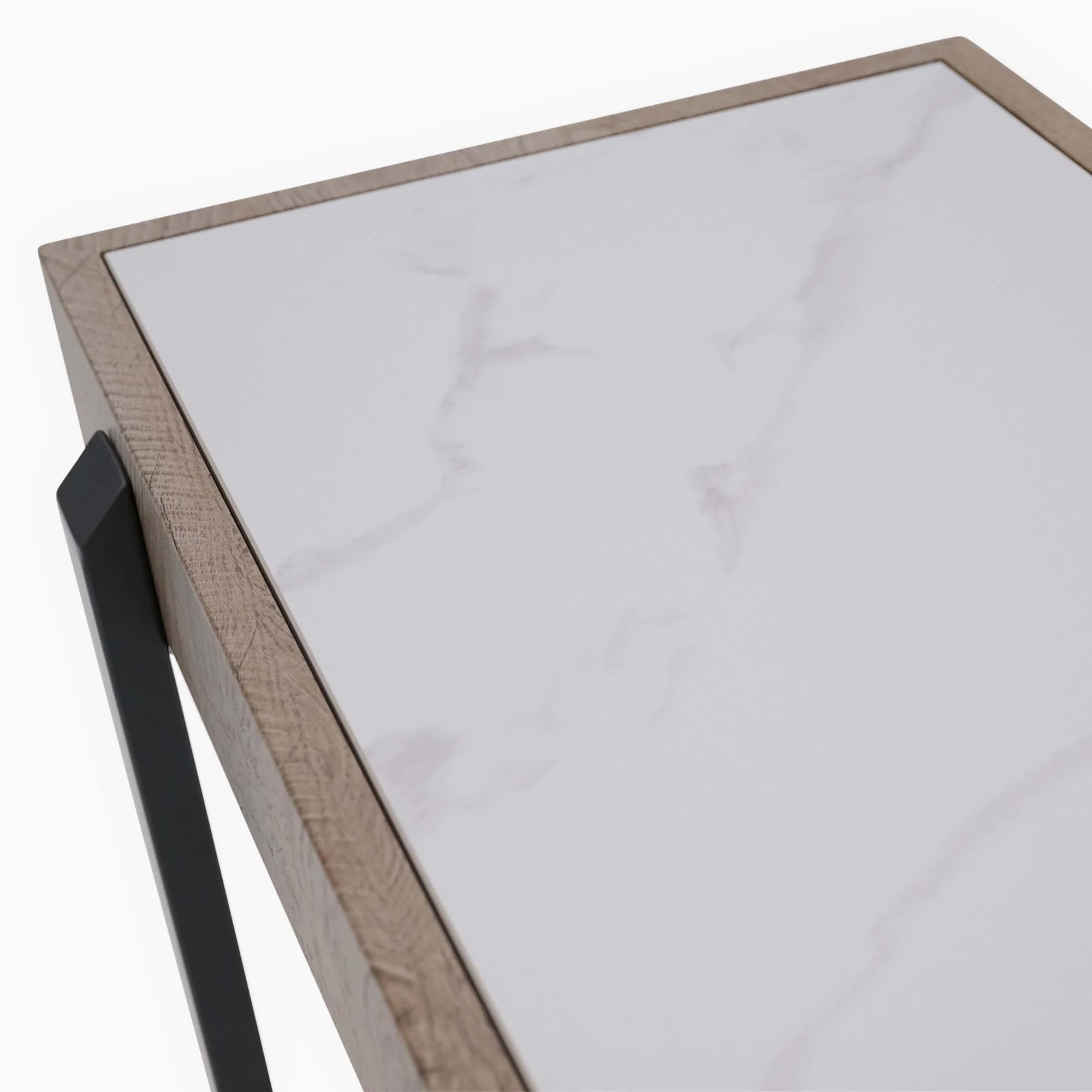 Hanson Console Table - Sofa Table Snow Mountain Sintered Stone / Light Smooth Wood Paper Veneer / Gun Grey Metal L - Image 6