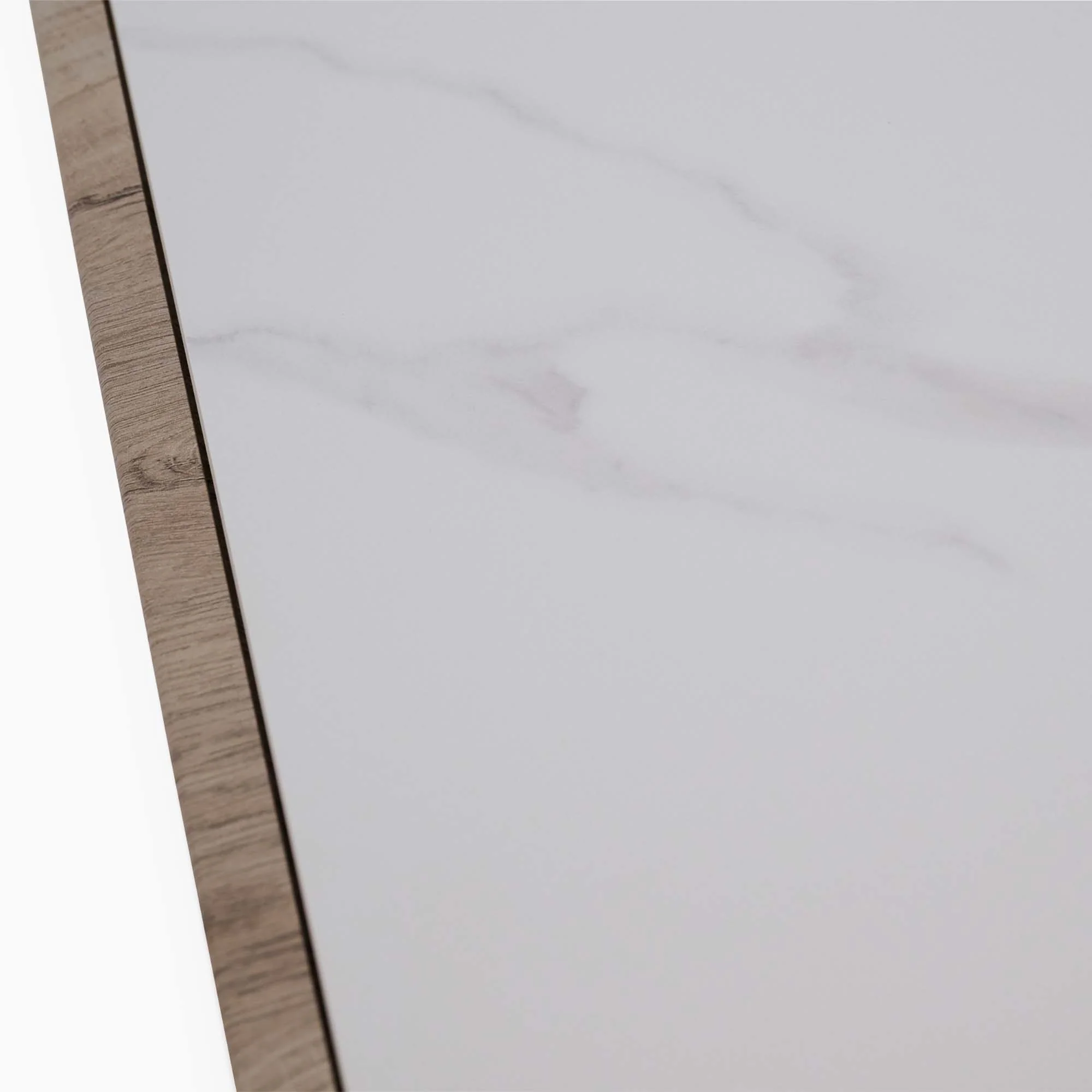 Hanson Side Table - End Table Snow Mountain Sintered Stone / Light Smooth Wood Paper Veneer / Gun Grey Metal L - Image 6