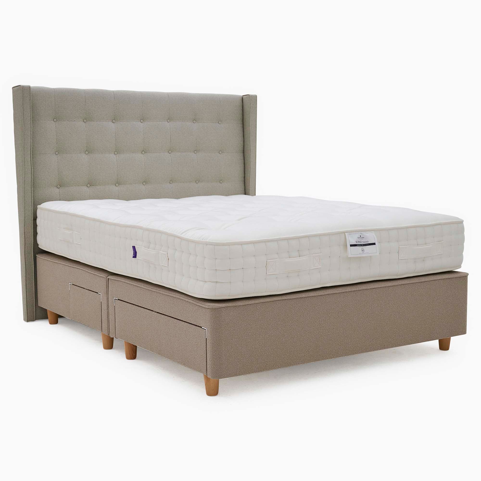 Harrison Spinks Sono Divan Bed Set - Padded Top Divan Set 150 x 200cm Z&L - King Size Zip & Link