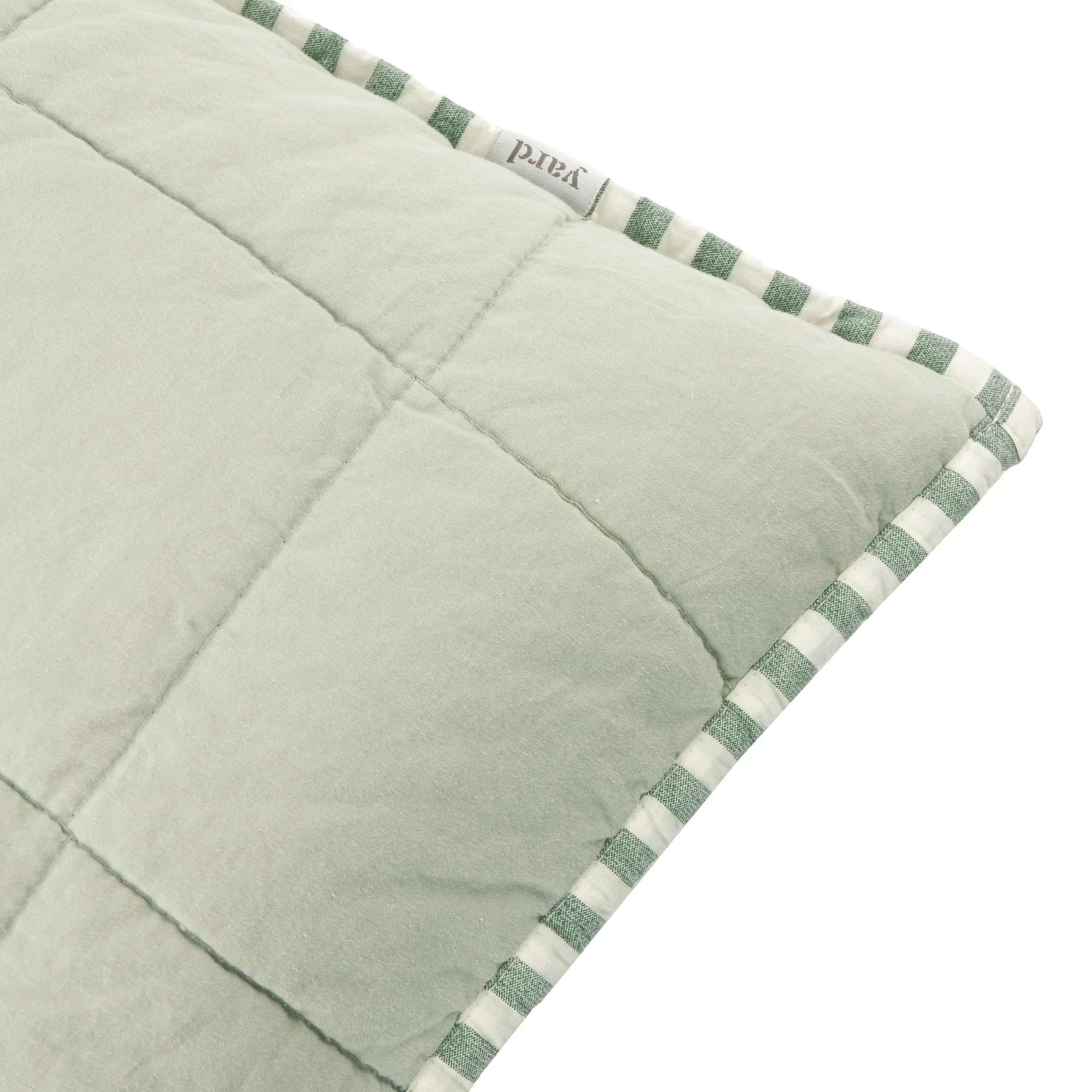 Hebden Stripe Green Square Cushion - Hebden Stripe 55X55CM Cushion Forest/Bay Green - Image 3