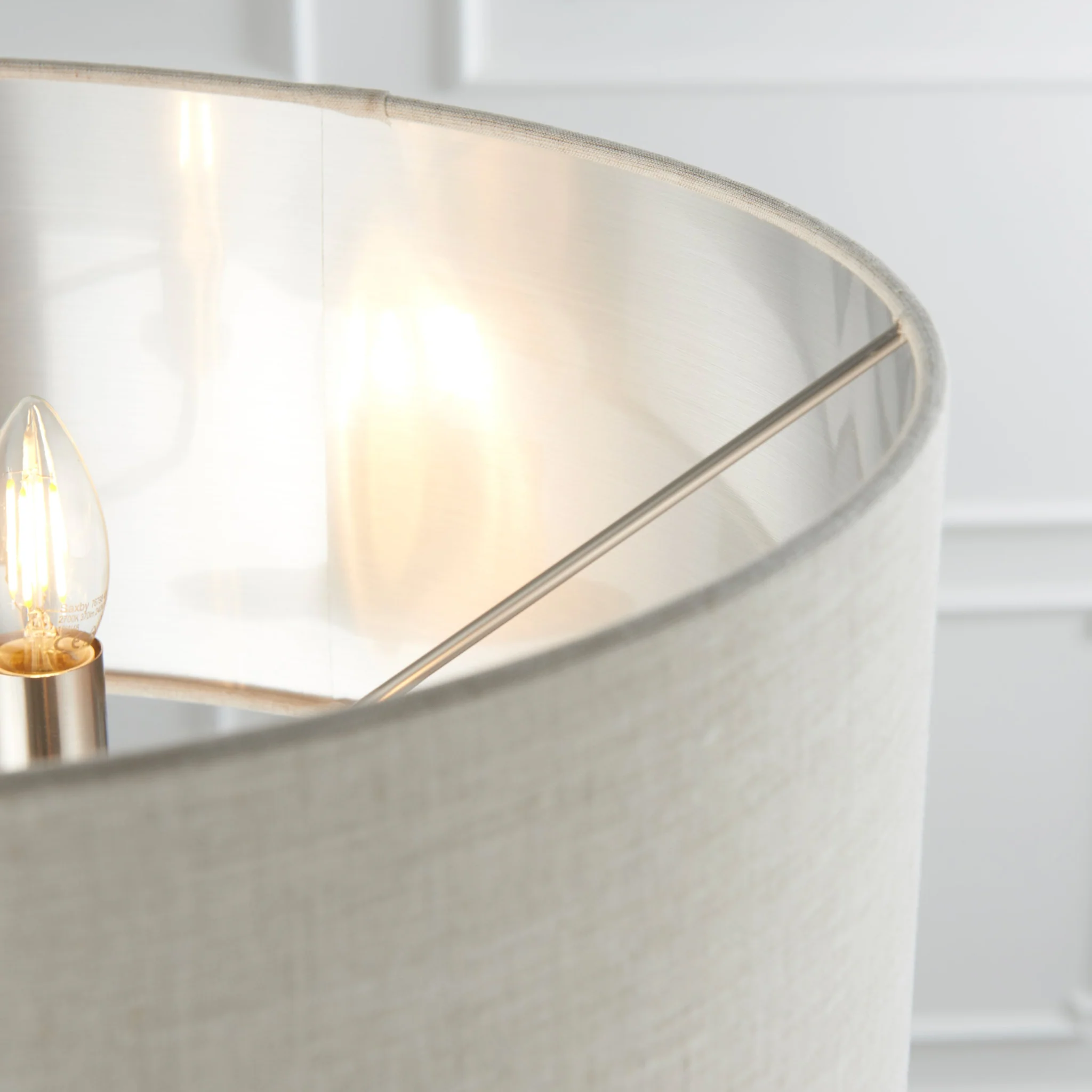 Highclere 3 Chrome And Cream Floor Light - DHD Highclere 3 Floor Light Chrome & Natural - Image 2
