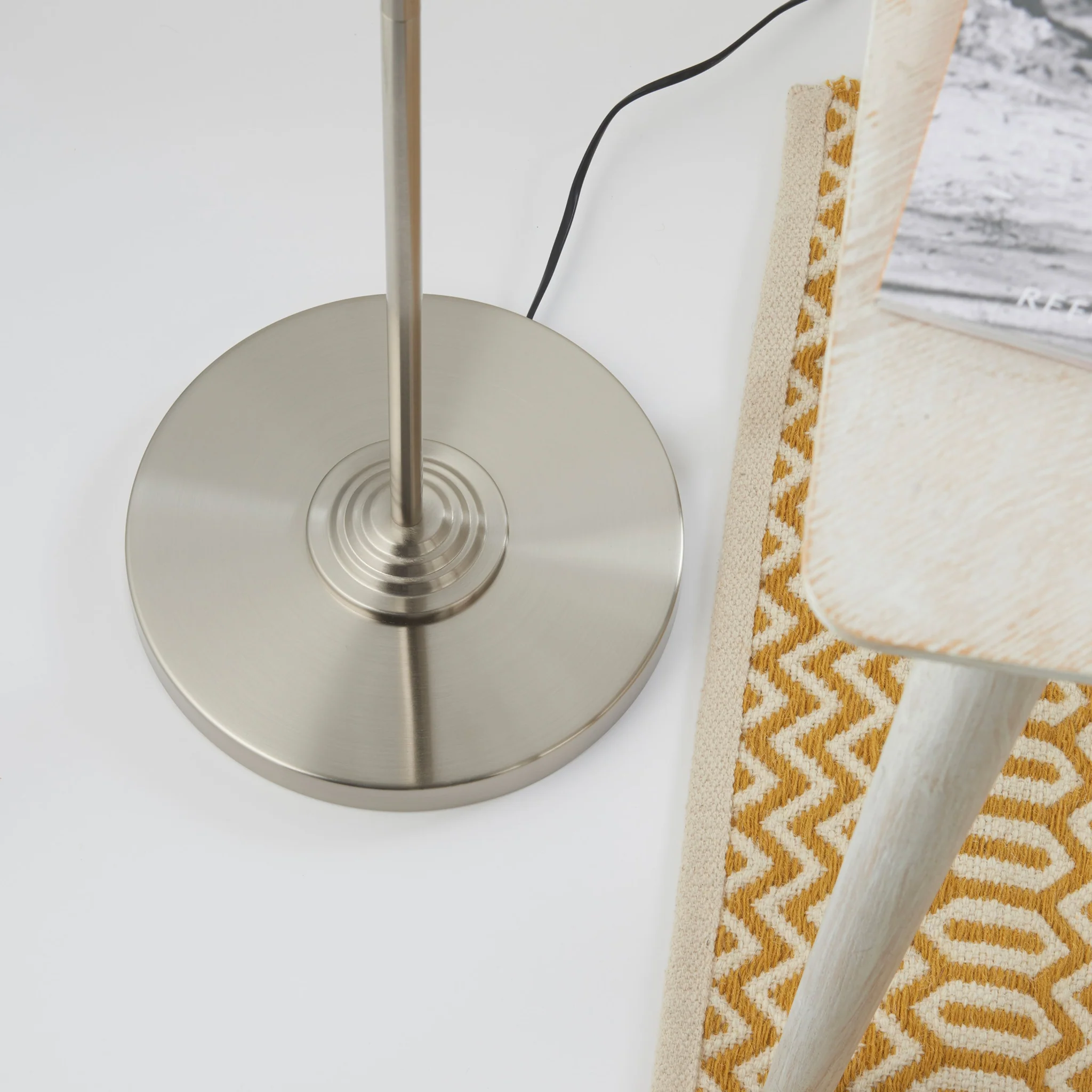 Highclere 3 Chrome And Cream Floor Light - DHD Highclere 3 Floor Light Chrome & Natural - Image 4