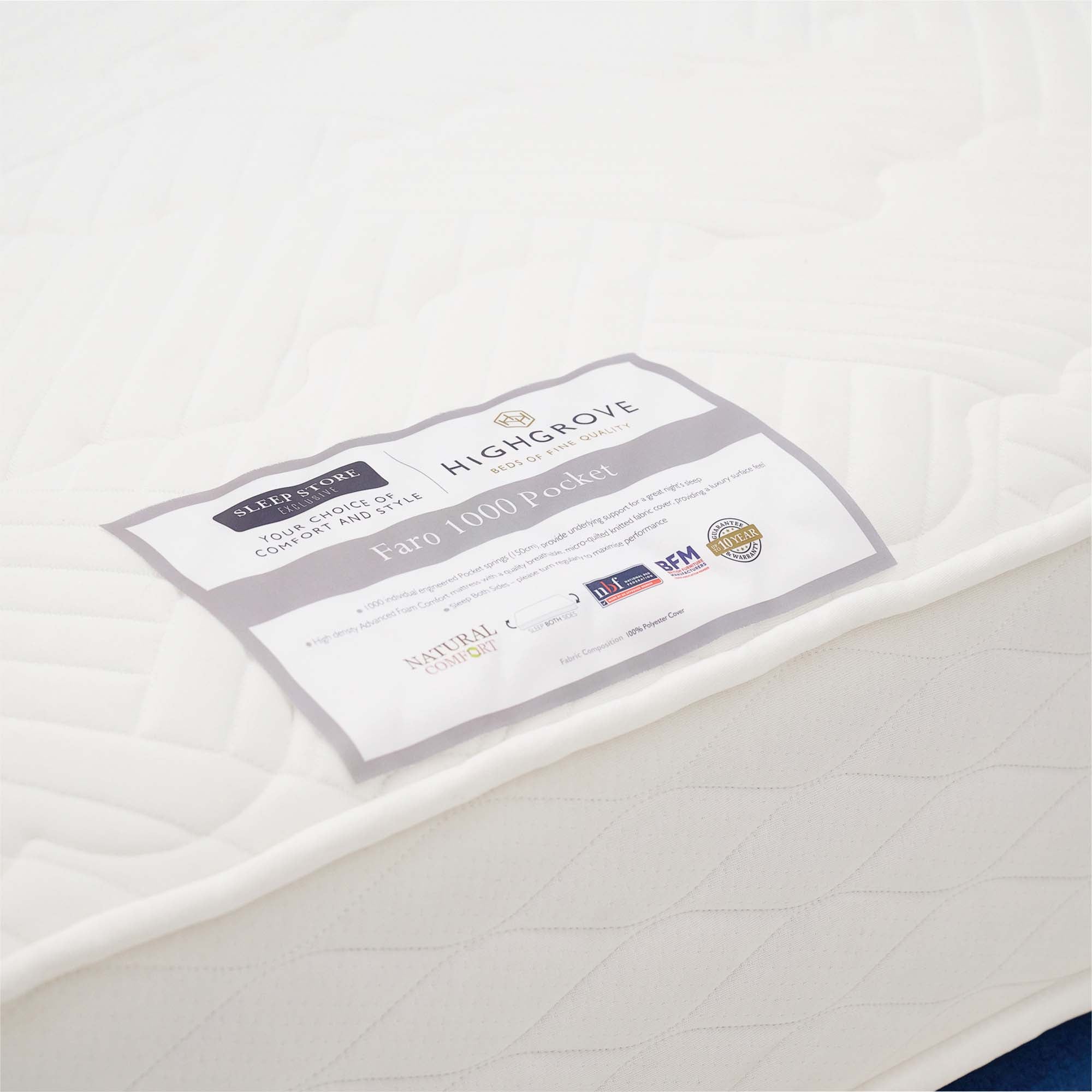 Highgrove Faro 1000 Divan Bed Set - Divan Set 120 x 190cm - Small Double - Image 7