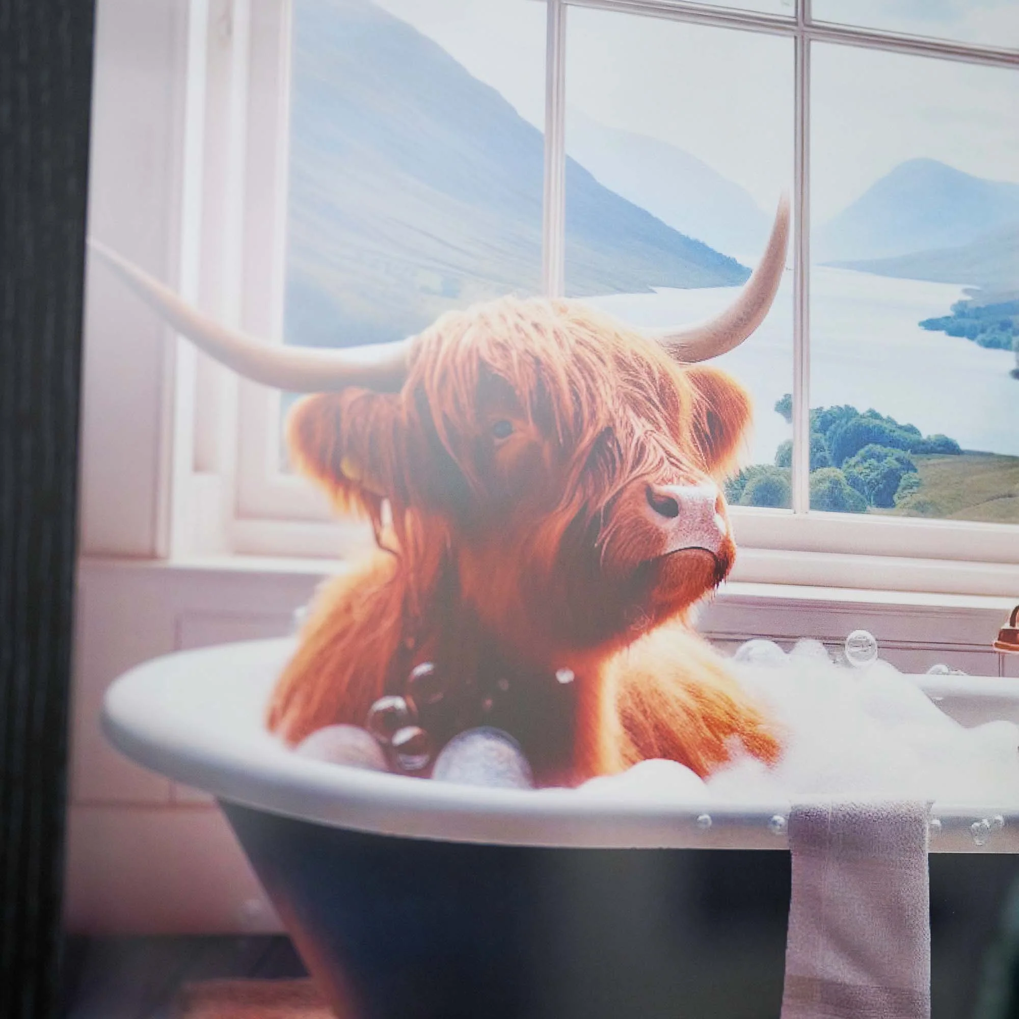 Highland Cow In Black Bath Wall Art - Highland Cow In Black Bath 30x30 - Image 3