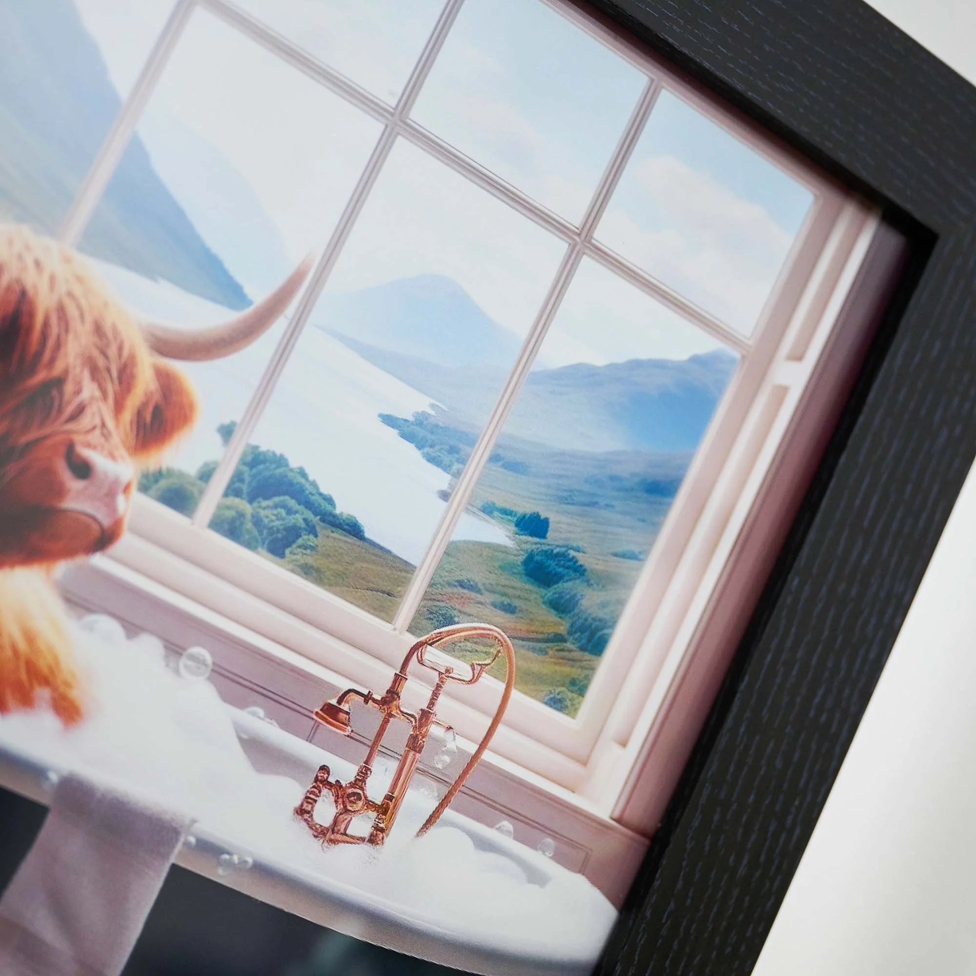 Highland Cow In Black Bath Wall Art - Highland Cow In Black Bath 30x30 - Image 4