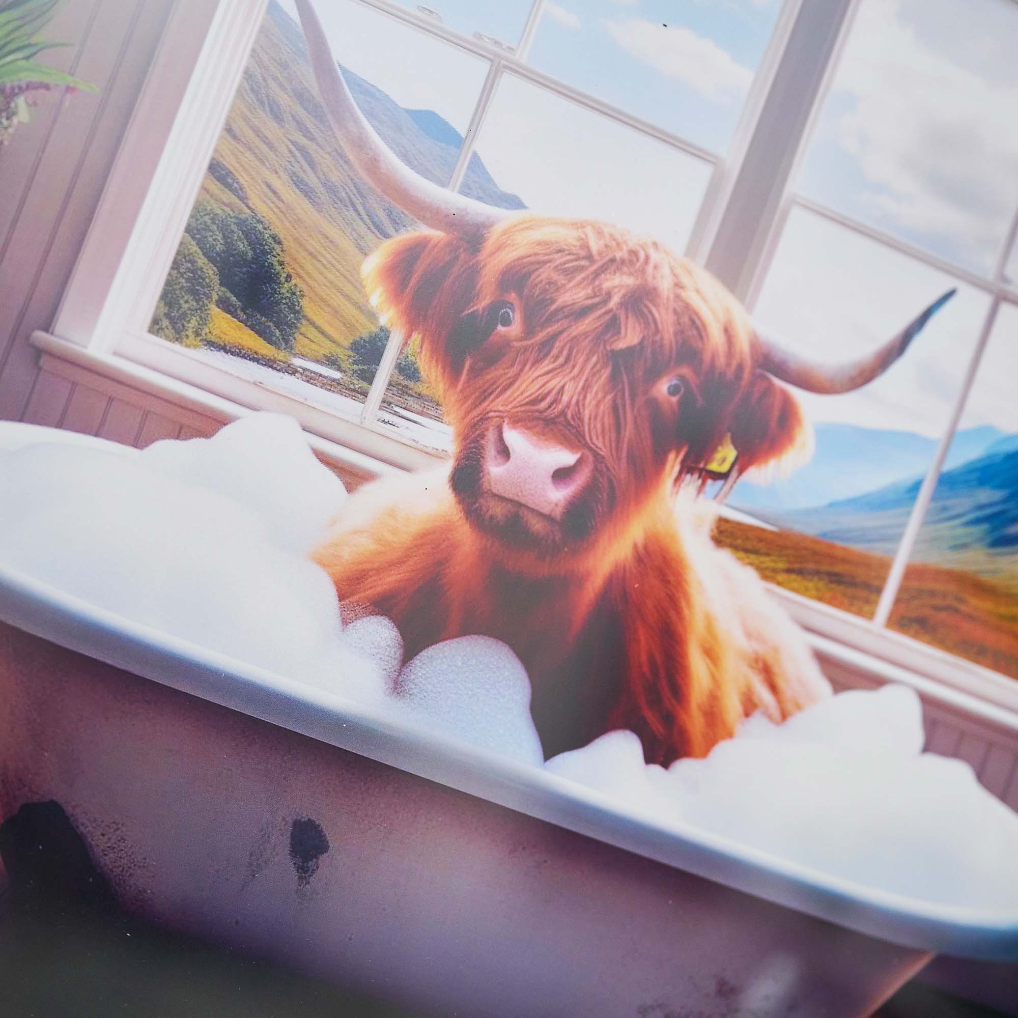 Highland Cow In White Bath Wall Art - Highland Cow In White Bath 30x30 - Image 3