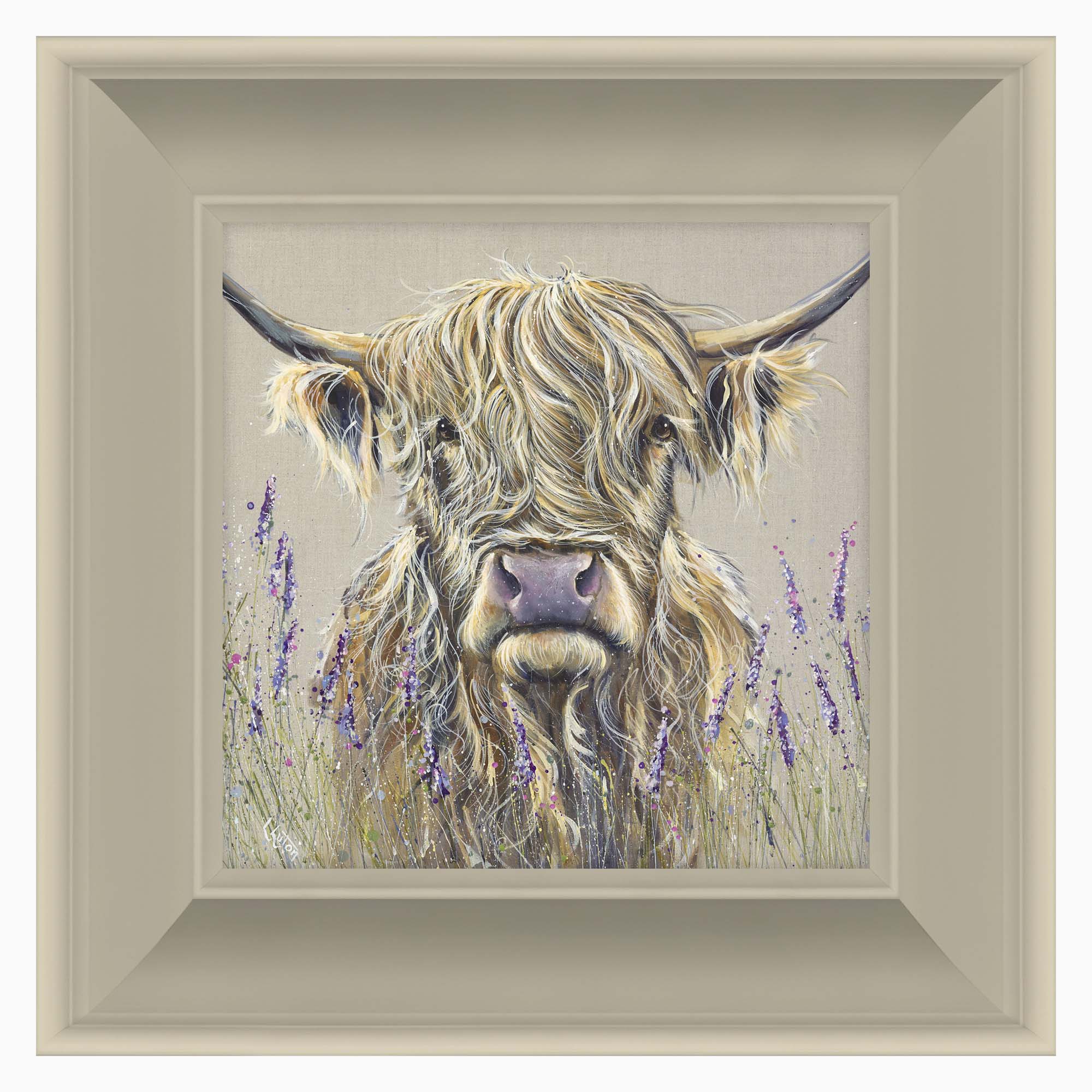 Highland Cow Lavender Framed Print - Lavender Small 46X46 Framed Print