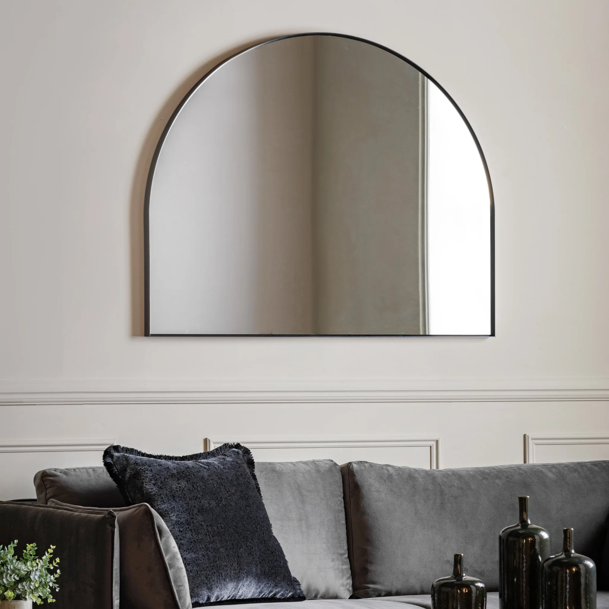 Holworth Overmantle Black Mirror - DHD Holworth Overmantle Mirror Black 90X110CM