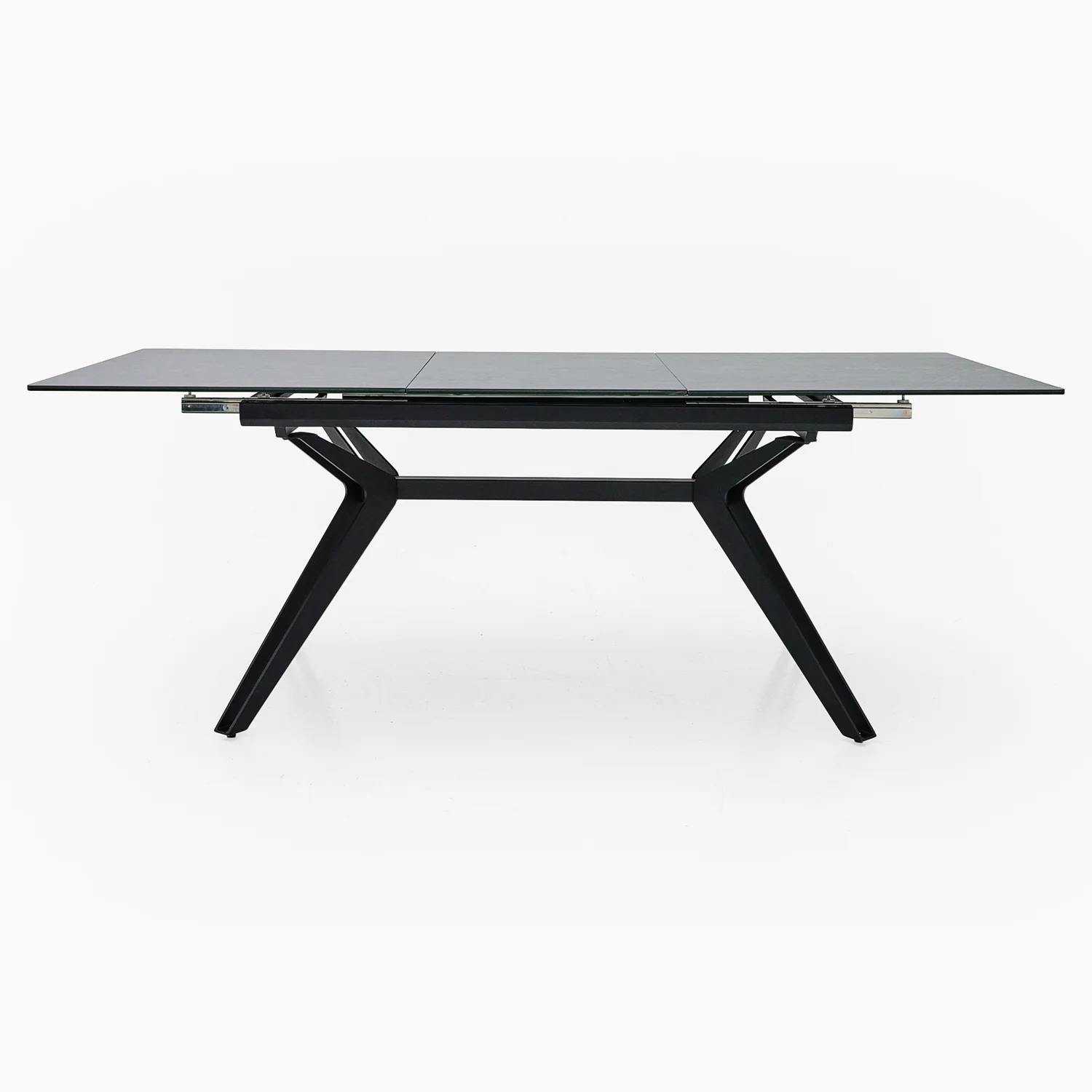 Honour Extending Dining Table - Ext Dining Table 140/180x90cm Grey Rhine Ceramic / Glass & Black Powder Base - 140cm - Image 4