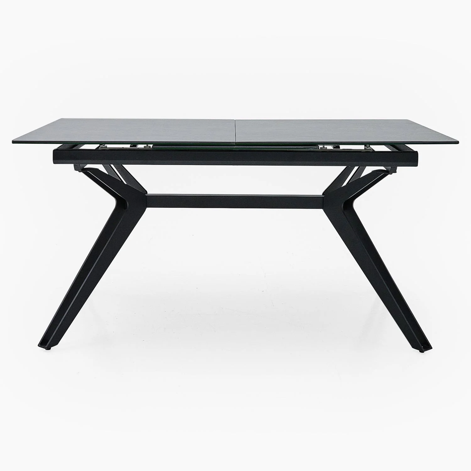 Honour Extending Dining Table - Ext Dining Table 160/220x90cm Grey Rhine Ceramic / Glass & Black Powder Base - 160cm
