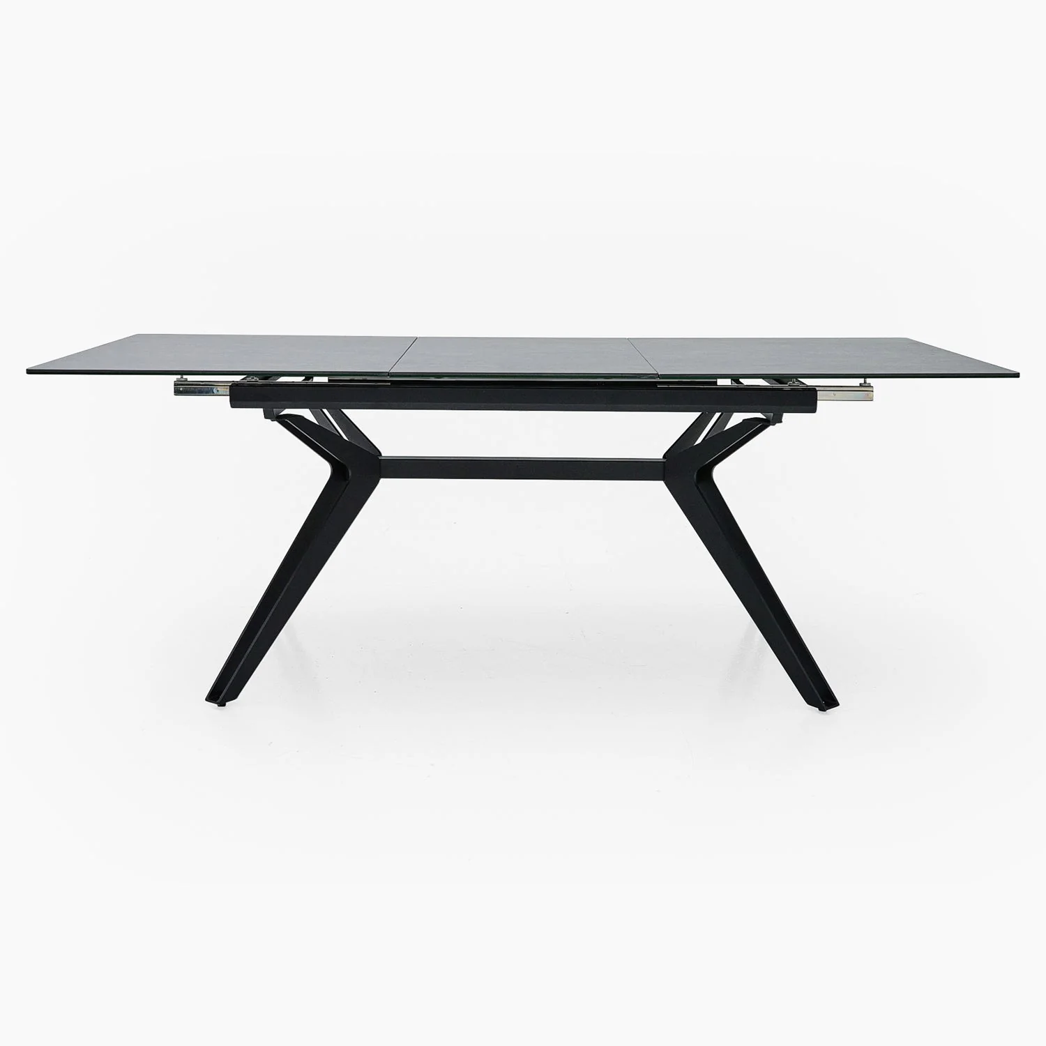 Honour Extending Dining Table - Ext Dining Table 160/220x90cm Grey Rhine Ceramic / Glass & Black Powder Base - 160cm - Image 4